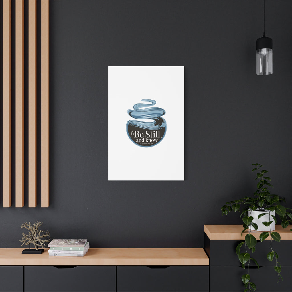 Be Still & Know Canvas Wall Art — Minimal Heart Quote Stretched Matte Canvas