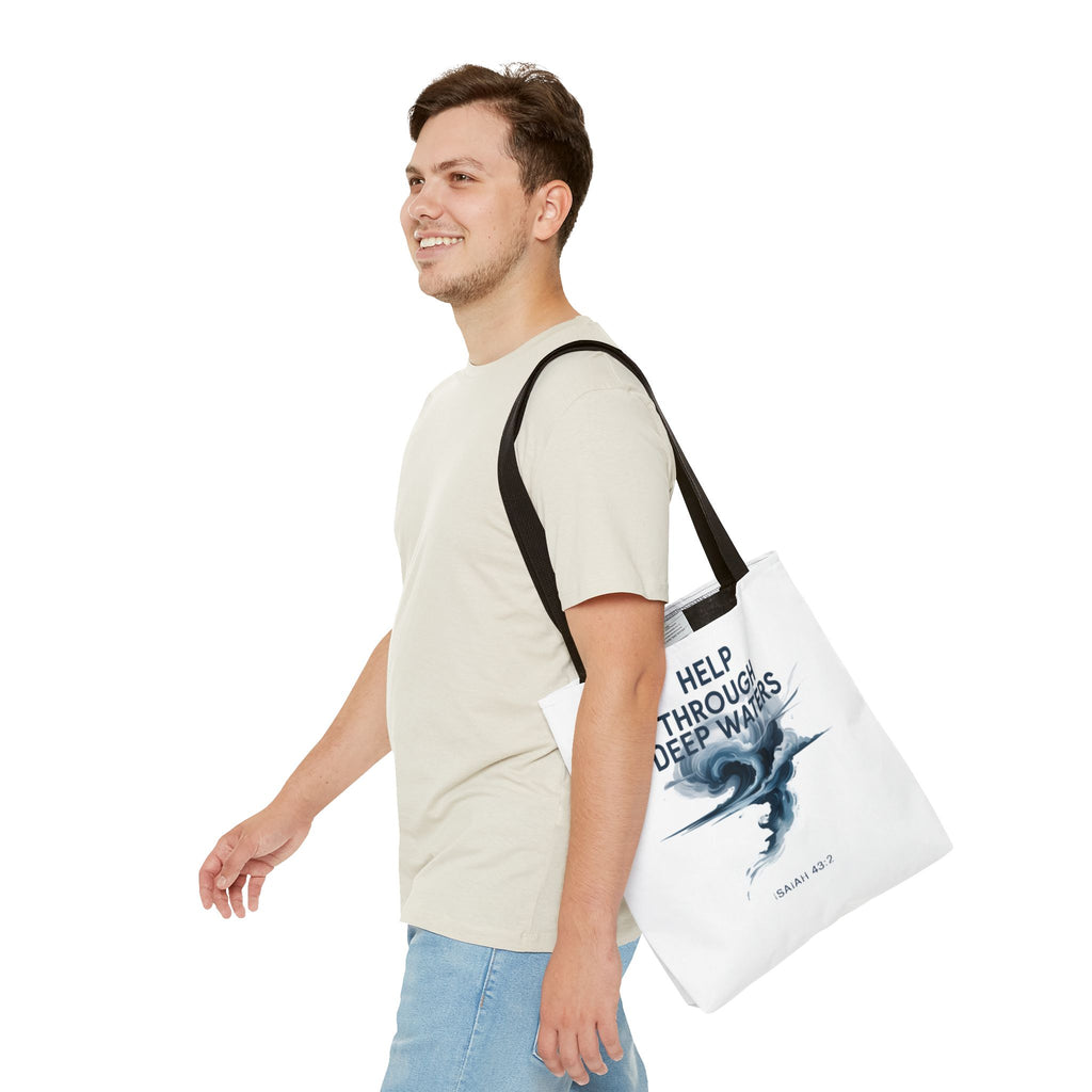 Tote — "Help Through Deep Waters" Inspirational Scripture Tote Bag (Isaiah 43:2)