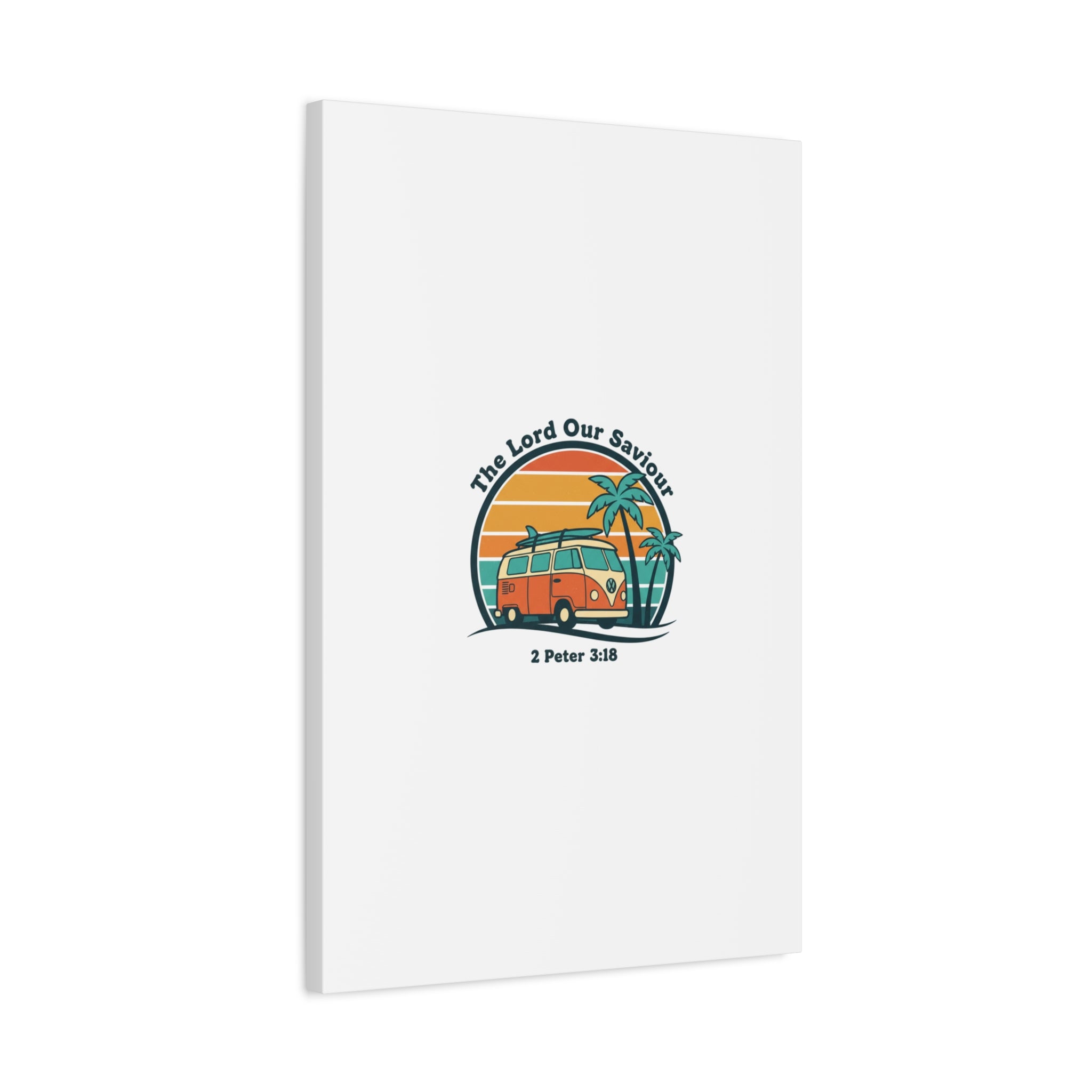The Lord our Saviour, Retro Surf Sunset Canvas | 70s Van Palm Postcard, Analog Sunshine Aesthetic