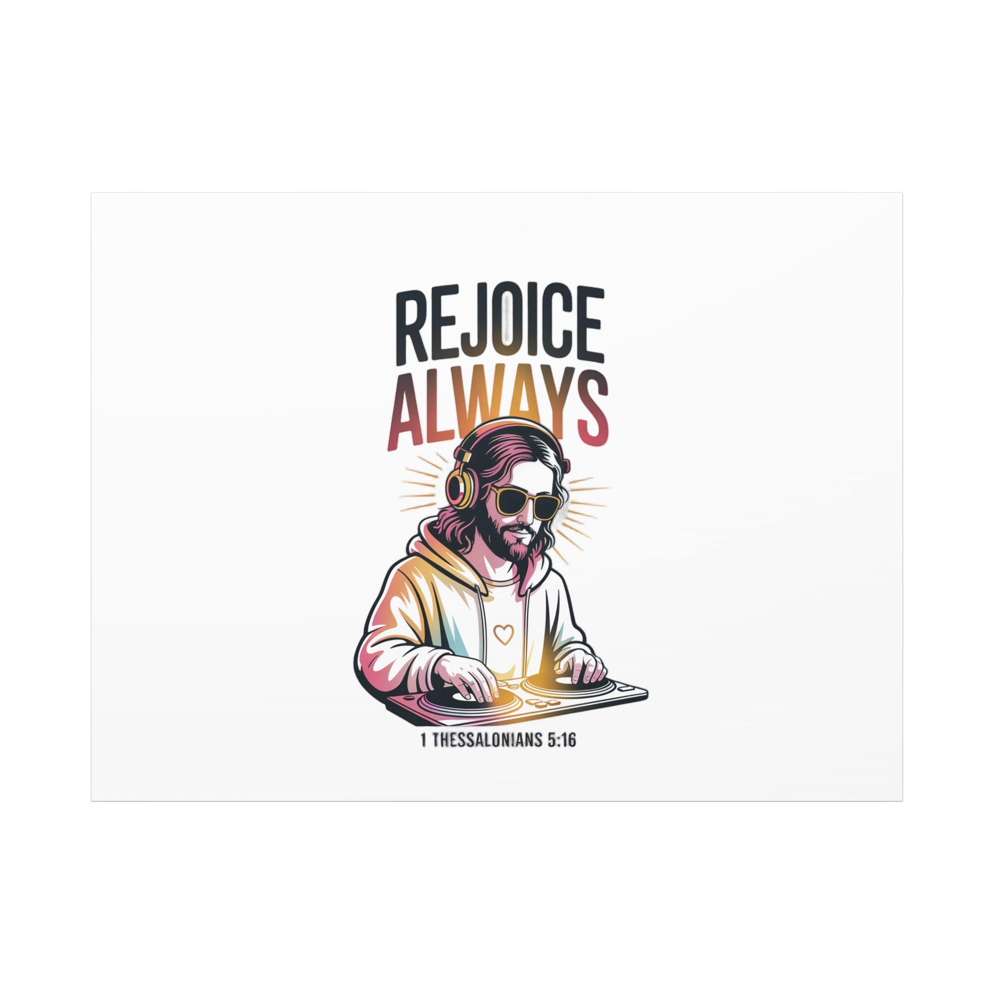 Rejoice Always Canvas Wall Art — Modern Jesus Illustration (1 Thessalonians 5:16)