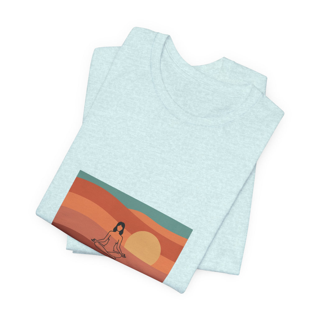 God's Creation Sunset Yoga T-Shirt — Retro Minimalist Spiritual Tee