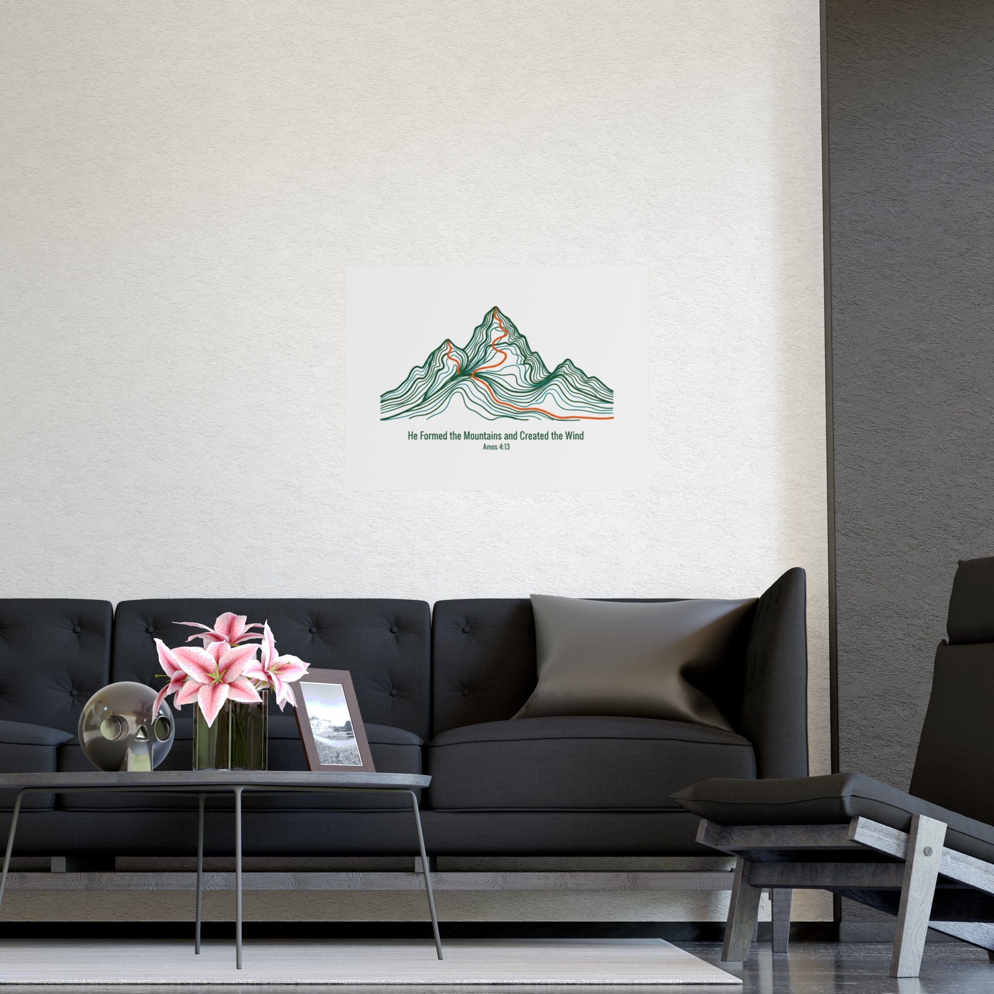 Topographic Mountain Poster— "He Formed the Mountains and Created the Wind" (Amos 4:13)