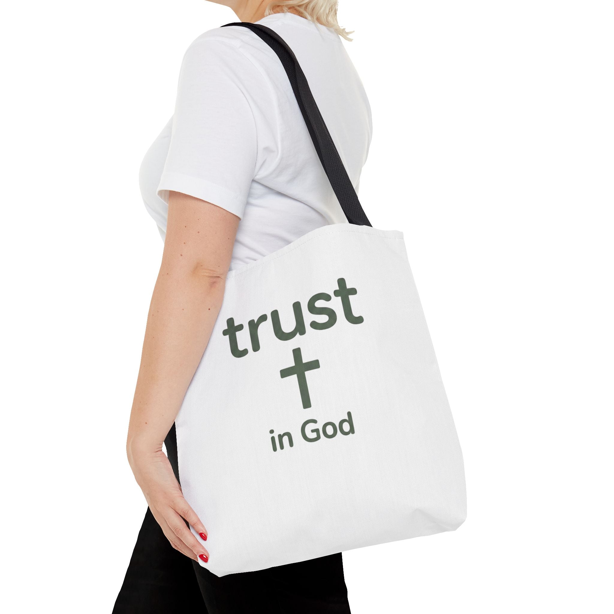 Faith Tote Bag — "Trust in God" Canvas Carryall with Cross