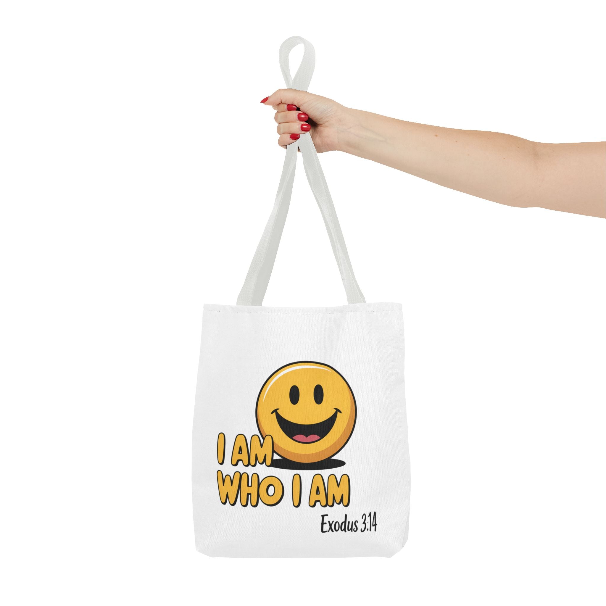 I Am Who I Am Tote Bag – Smiley Faith Design (Exodus 3:14)
