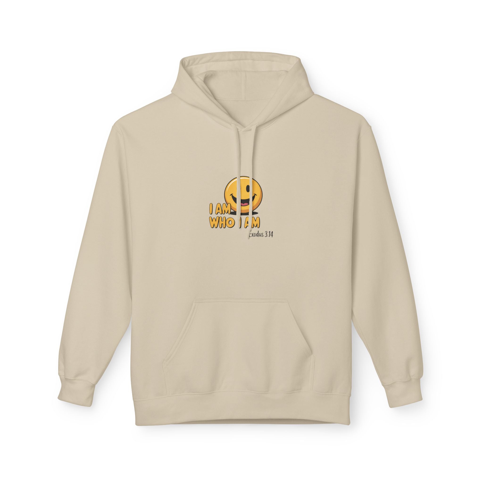 Hoodie — "I Am Who I Am" Smiley Christian Faith Graphic Hoodie