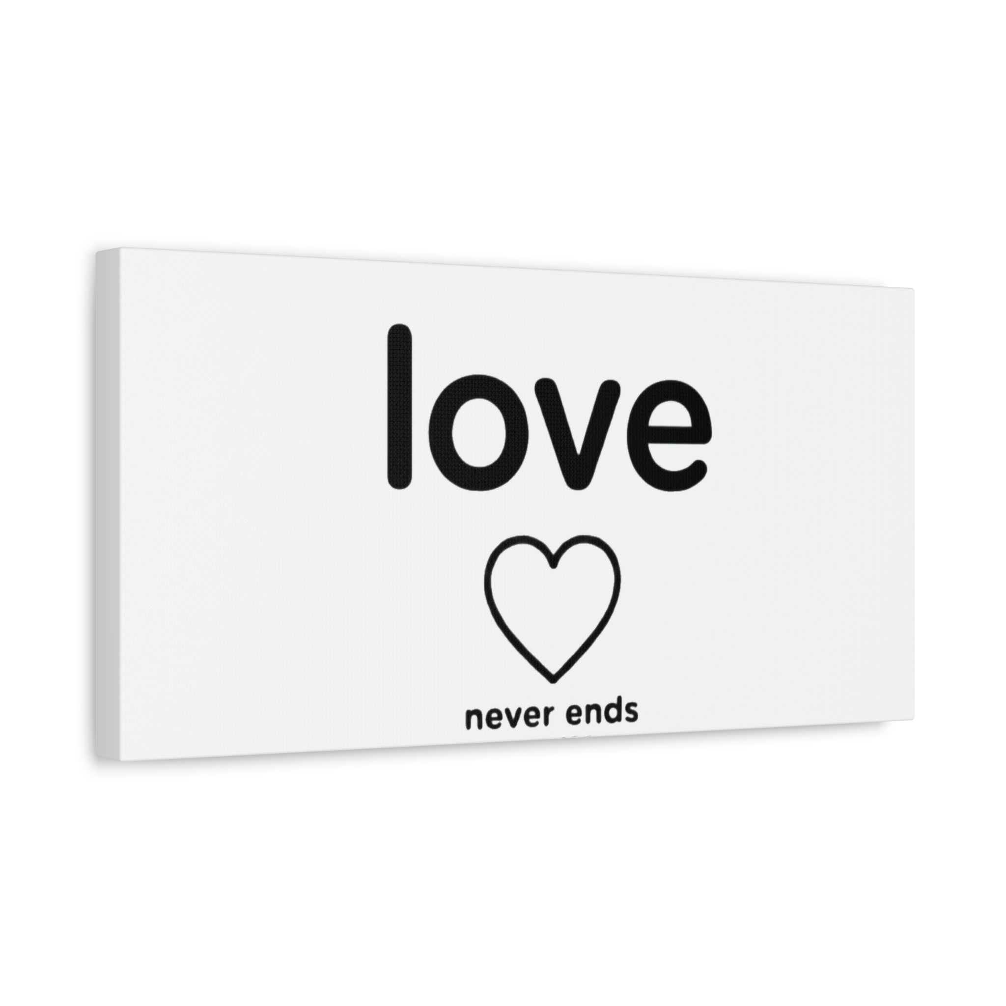 Canvas Wall Art — "love" Heart with "never ends cor. 129" Minimalist Print