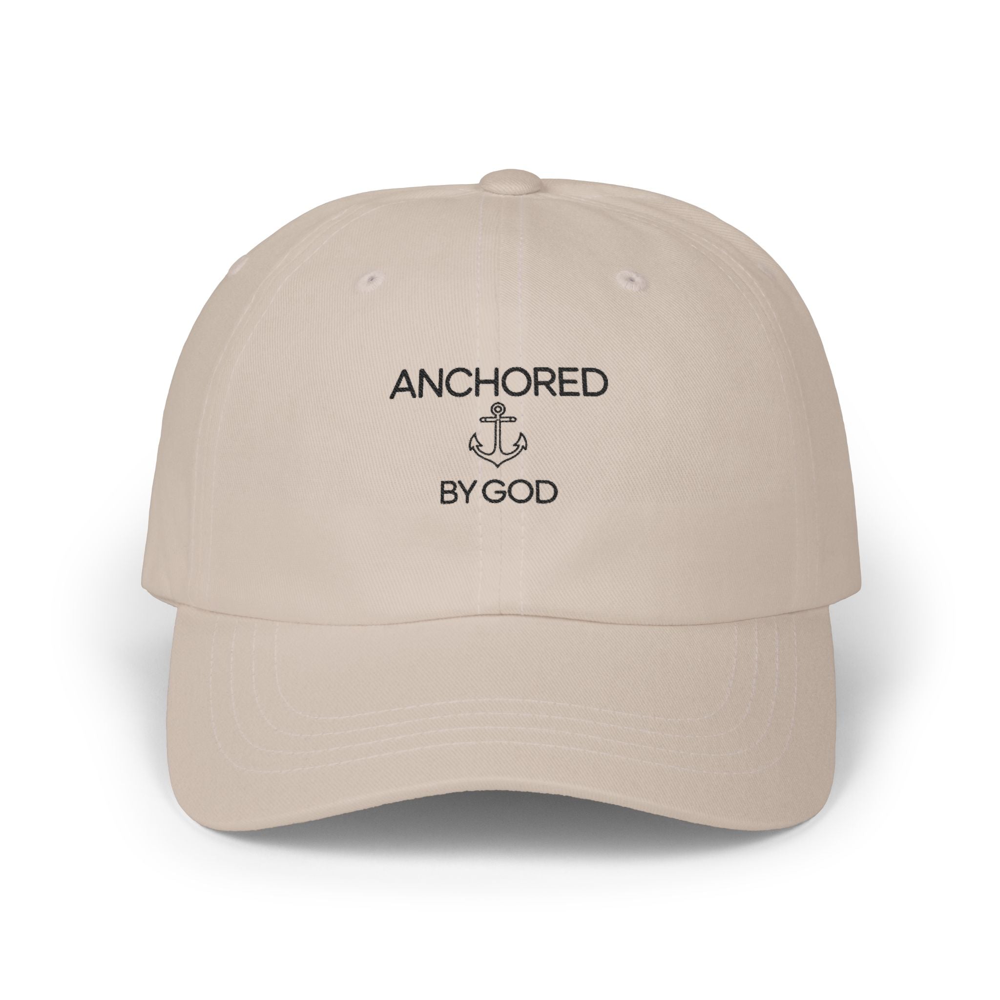 Anchored by God Dad Cap — Embroidered Christian Anchor Baseball Hat