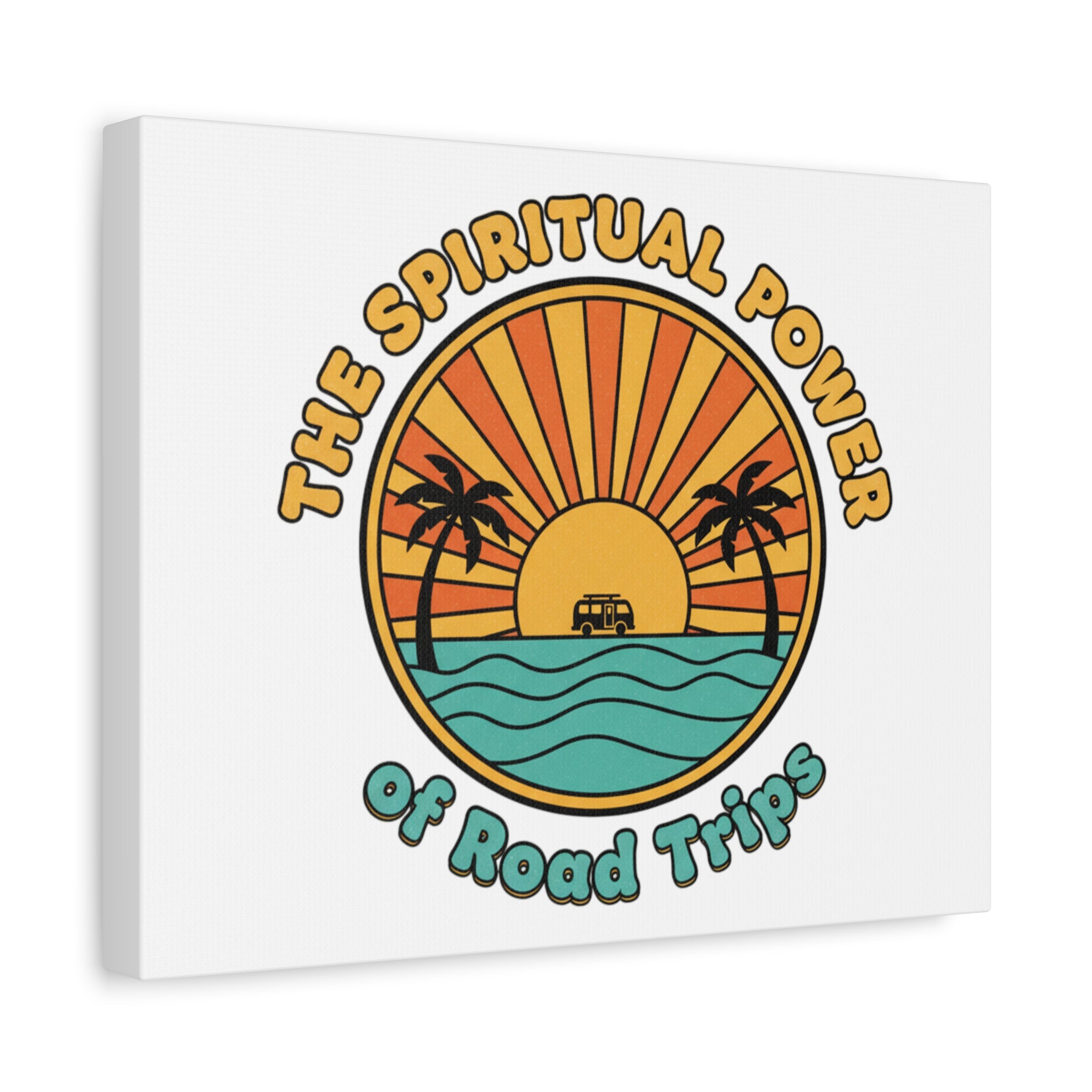 Spiritual Road Trips Canvas | 1970s Sunset Retro Palm Poster