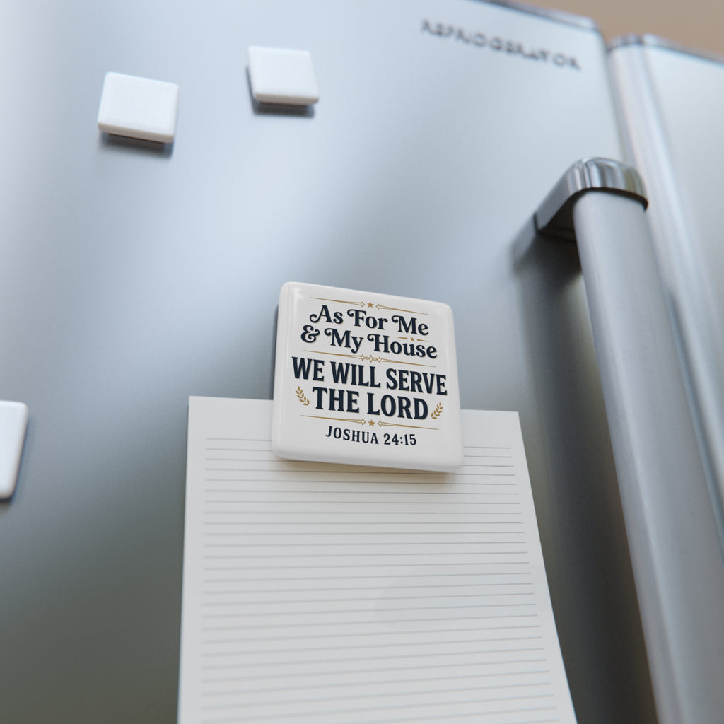 Porcelain Magnet — “As For Me & My House We Will Serve The Lord” Joshua 24:15 Religious Quote Magnet