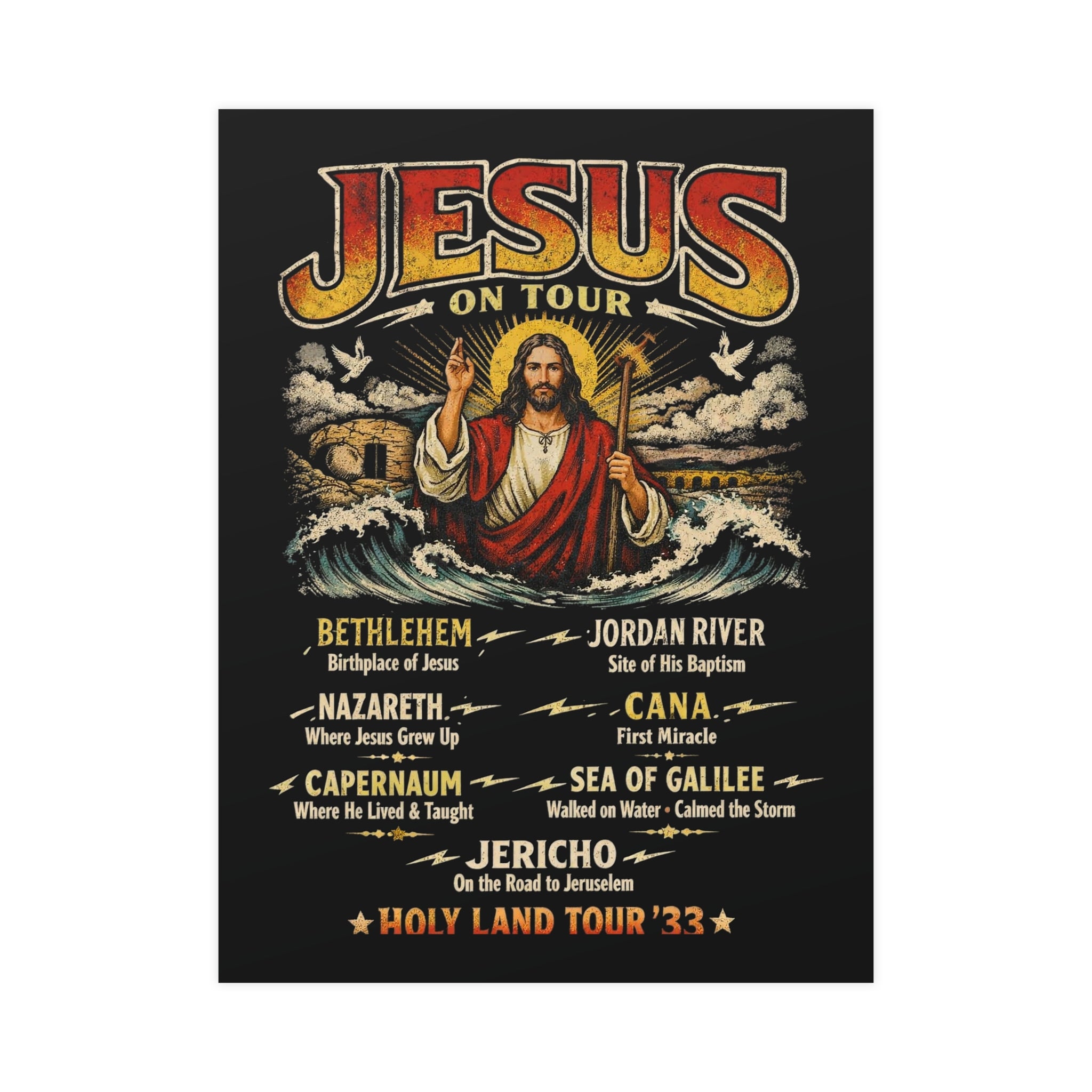 Jesus on Tour Matte Poster — Christian Map Tour Art (Places Jesus Visited)
