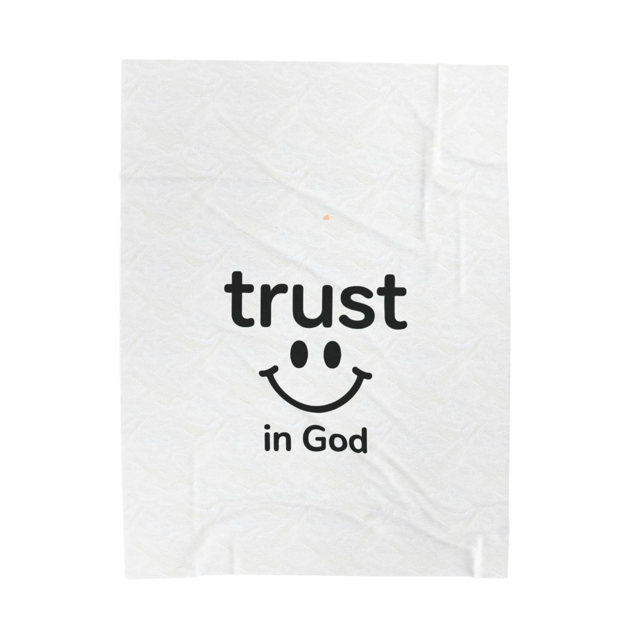 Velveteen Plush Blanket — “Trust in God” Smile Design Cozy Christian Throw