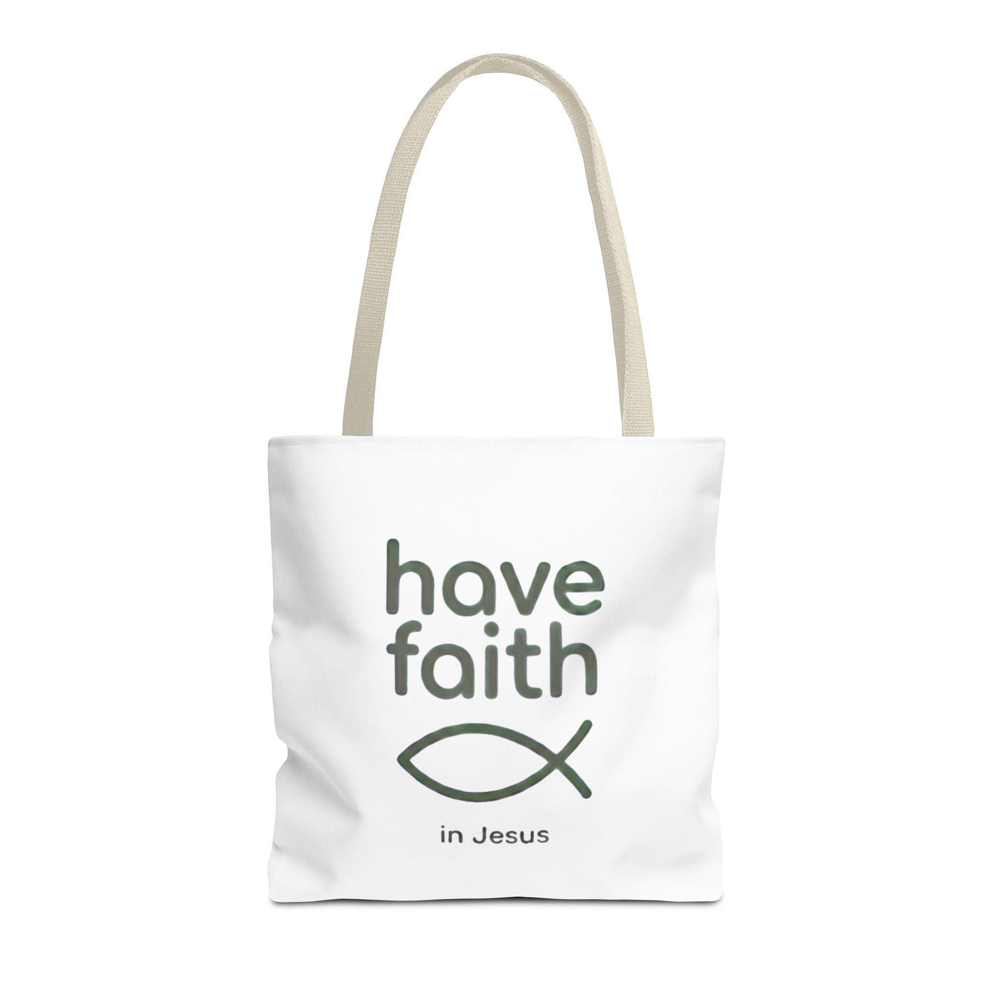 Have Faith in Jesus Tote Bag — Christian Fish Symbol Canvas Tote