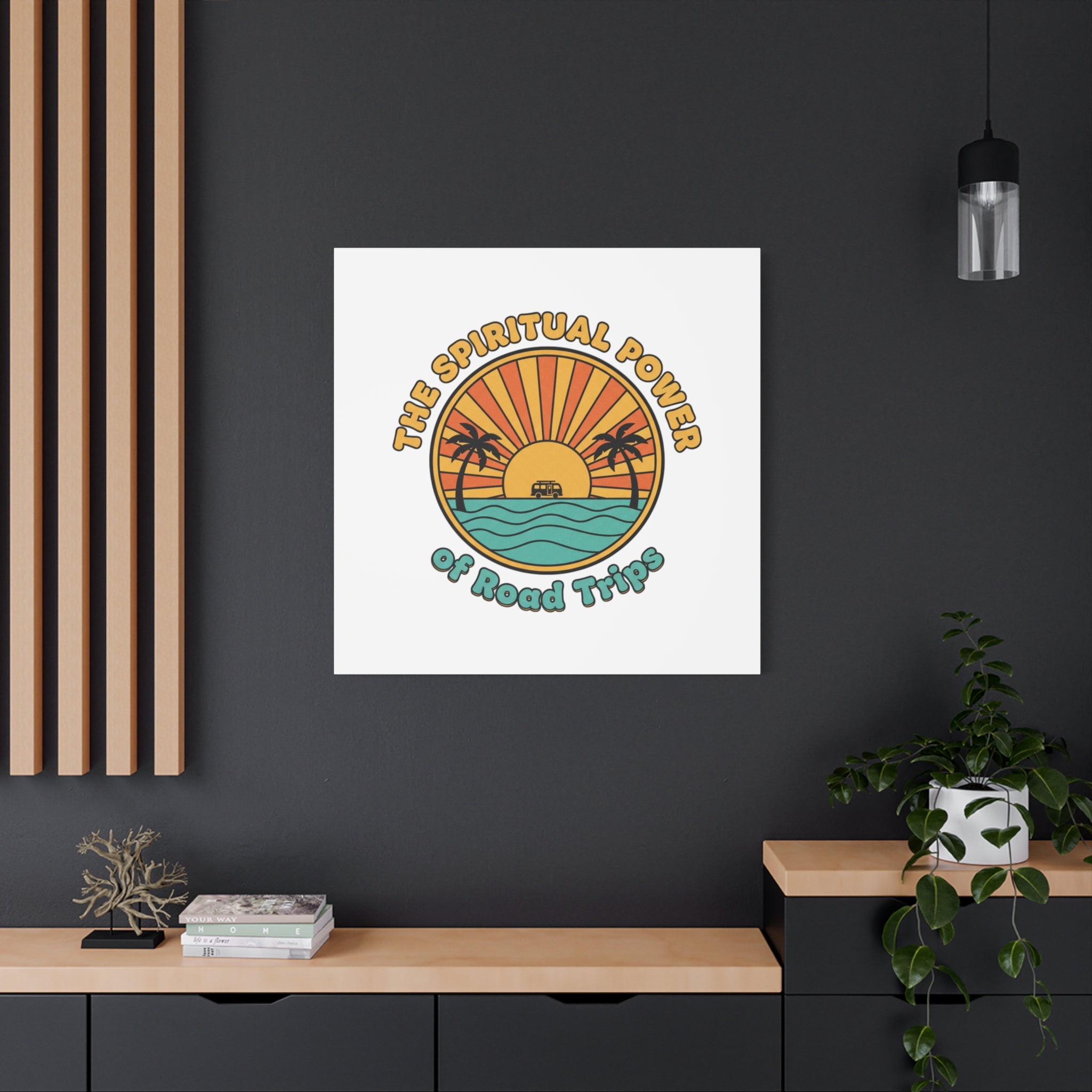 Spiritual Road Trips Canvas | 1970s Sunset Retro Palm Poster