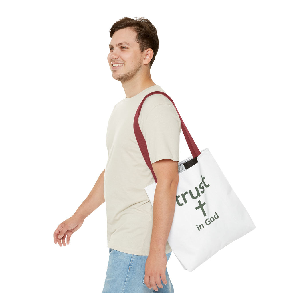 Faith Tote Bag — "Trust in God" Canvas Carryall with Cross