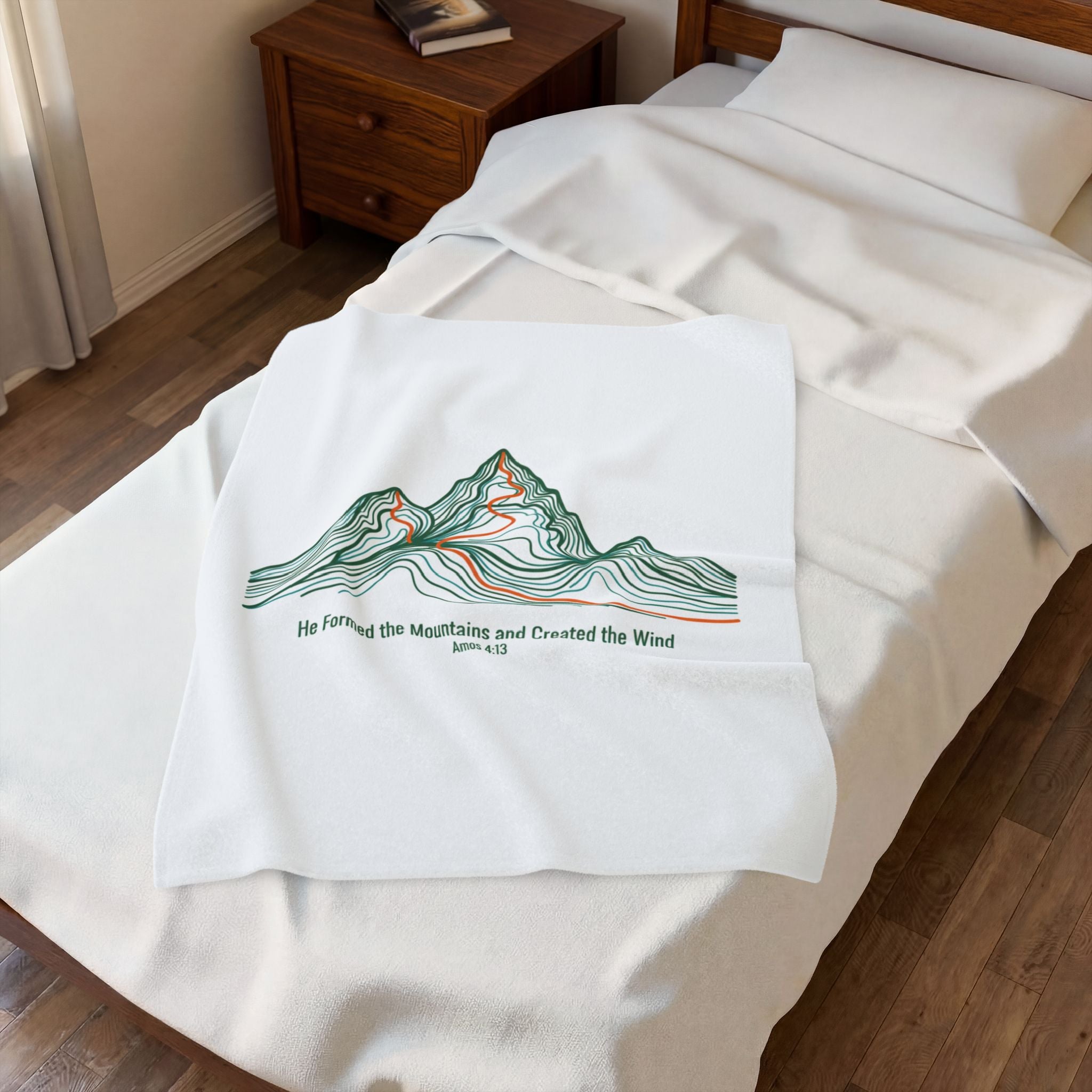 He Formed the Mountains Contour Design Blanket | topographic map print, contour line