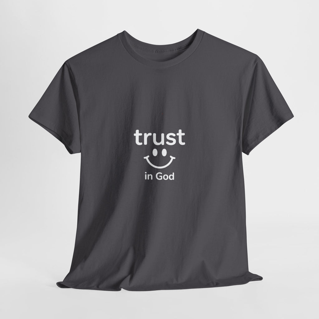 Trust in God Smiley Tee — Faith-Based Christian T-Shirt