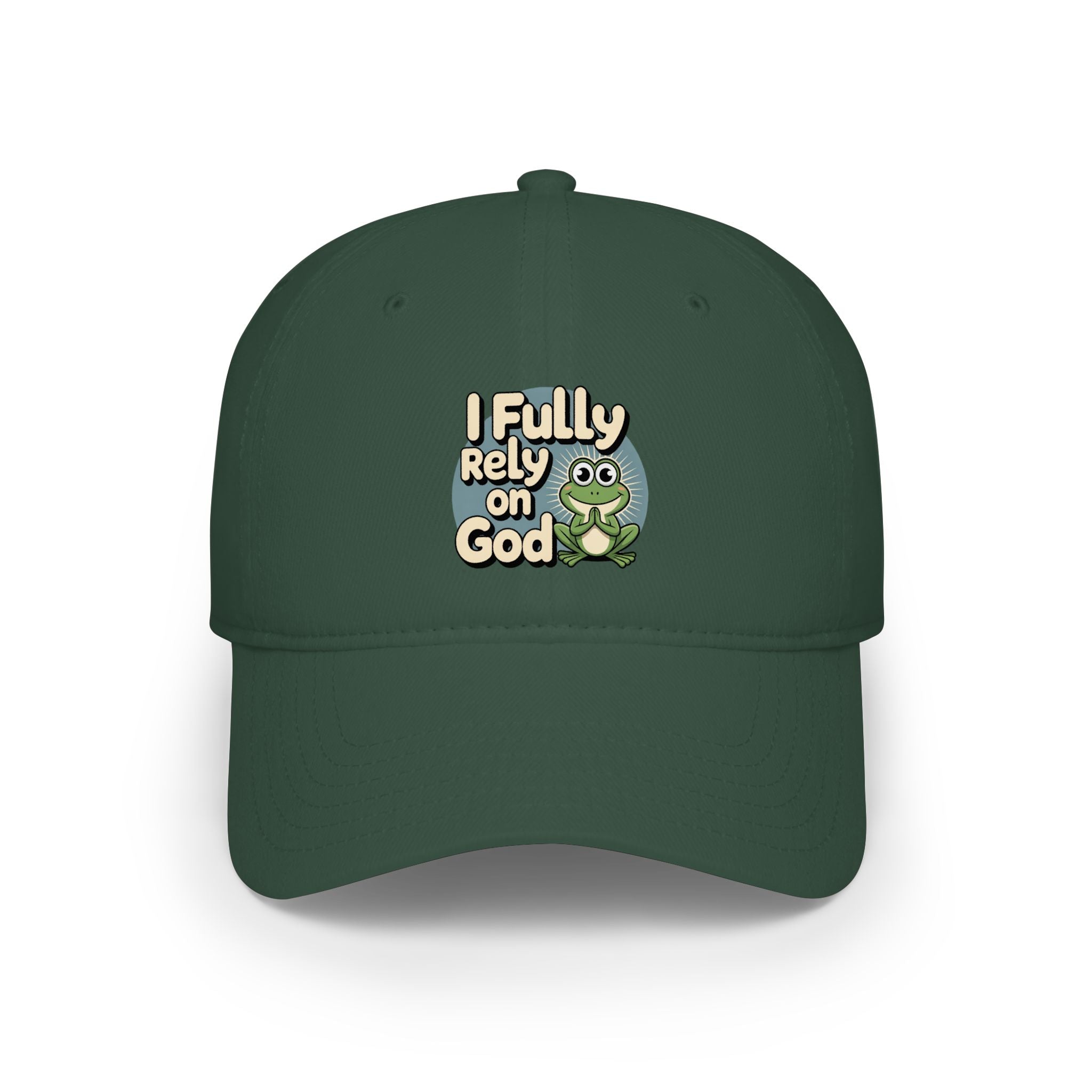 I Fully Rely on God Frog Cap - Low Profile Baseball Hat, Christian Faith Baseball Cap