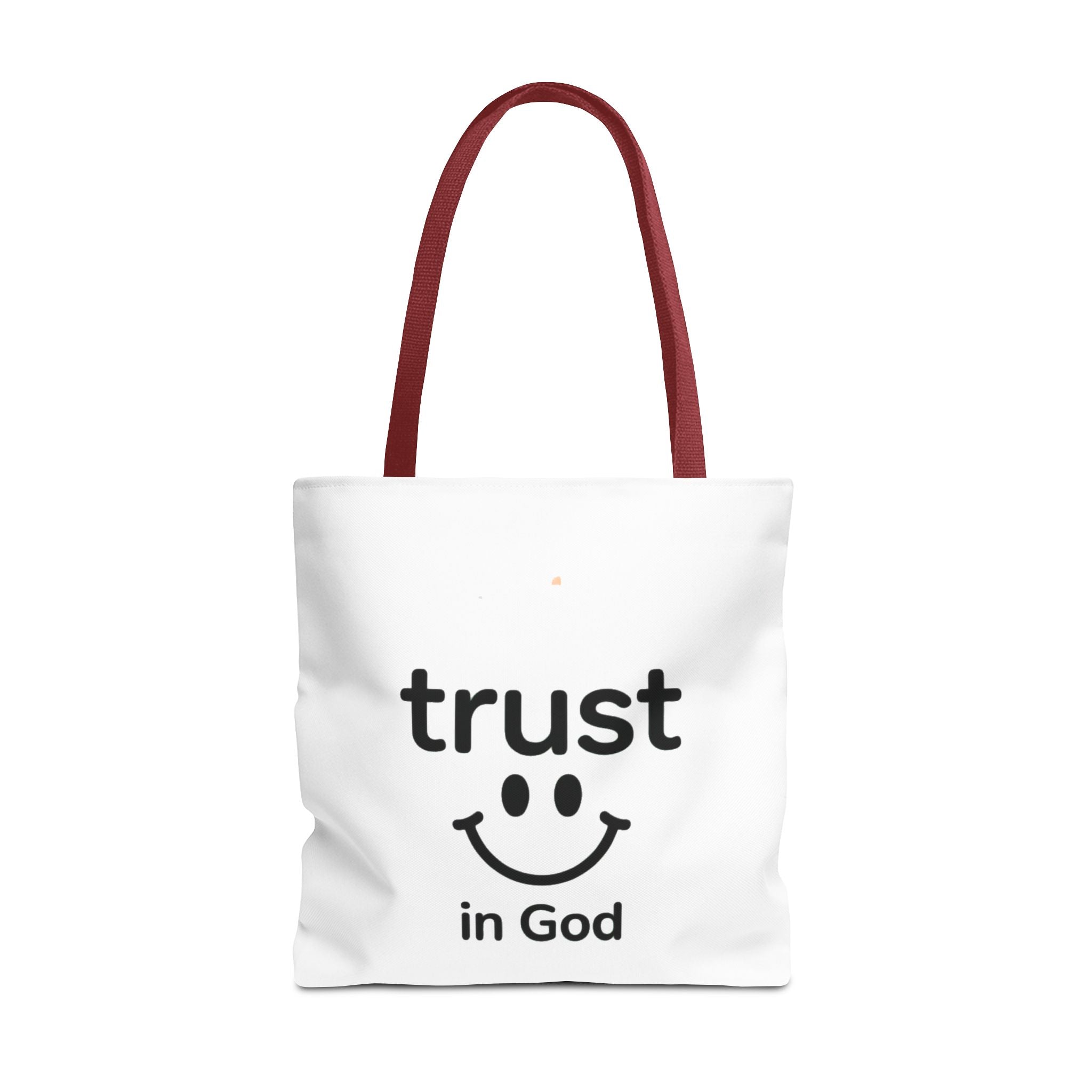 Faith Smile Tote Bag — "Trust in God" Inspirational Canvas Tote