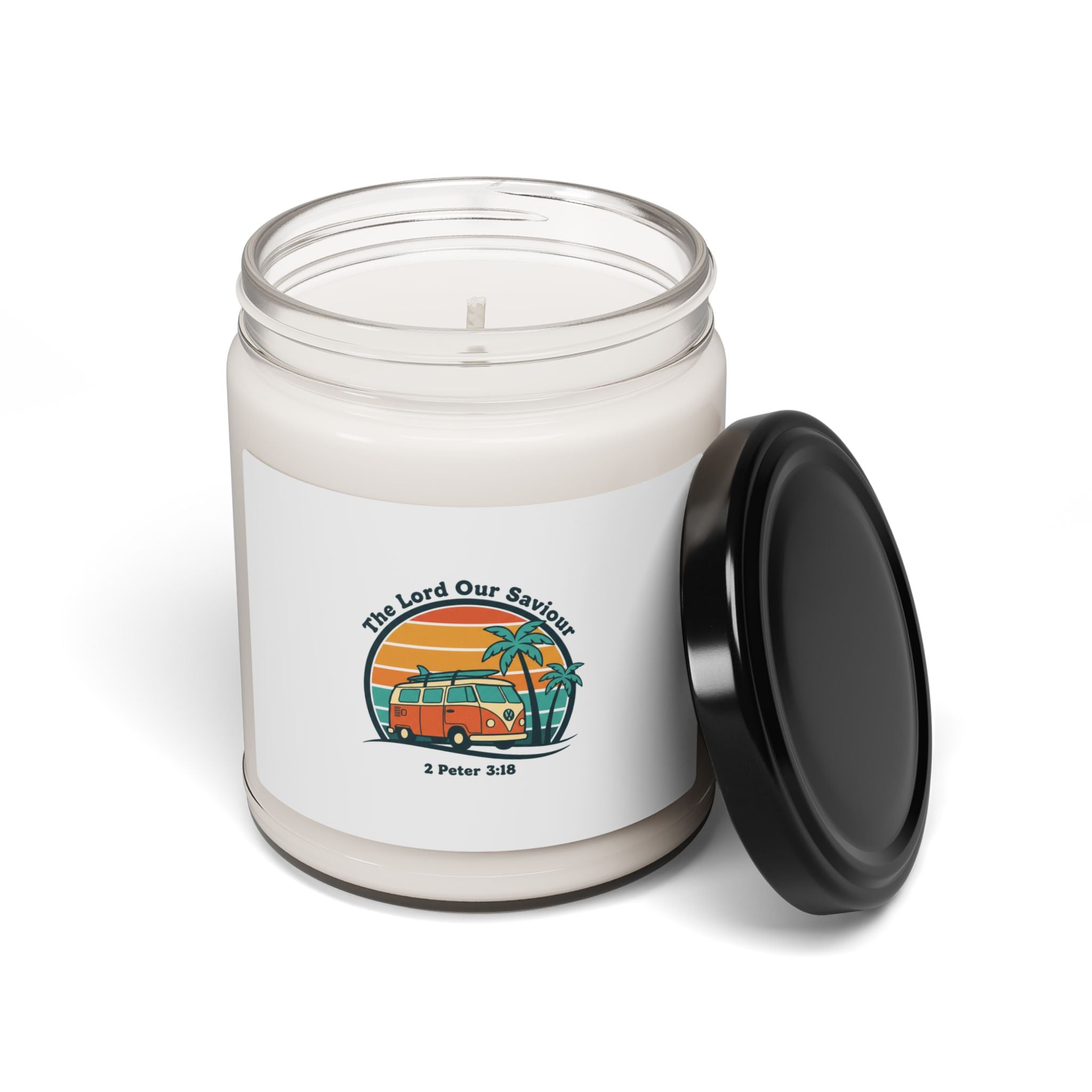 The Lord our Saviour Vintage 70s Sunset Candle | Soy Jar, Retro Surf Palm Golden Hour