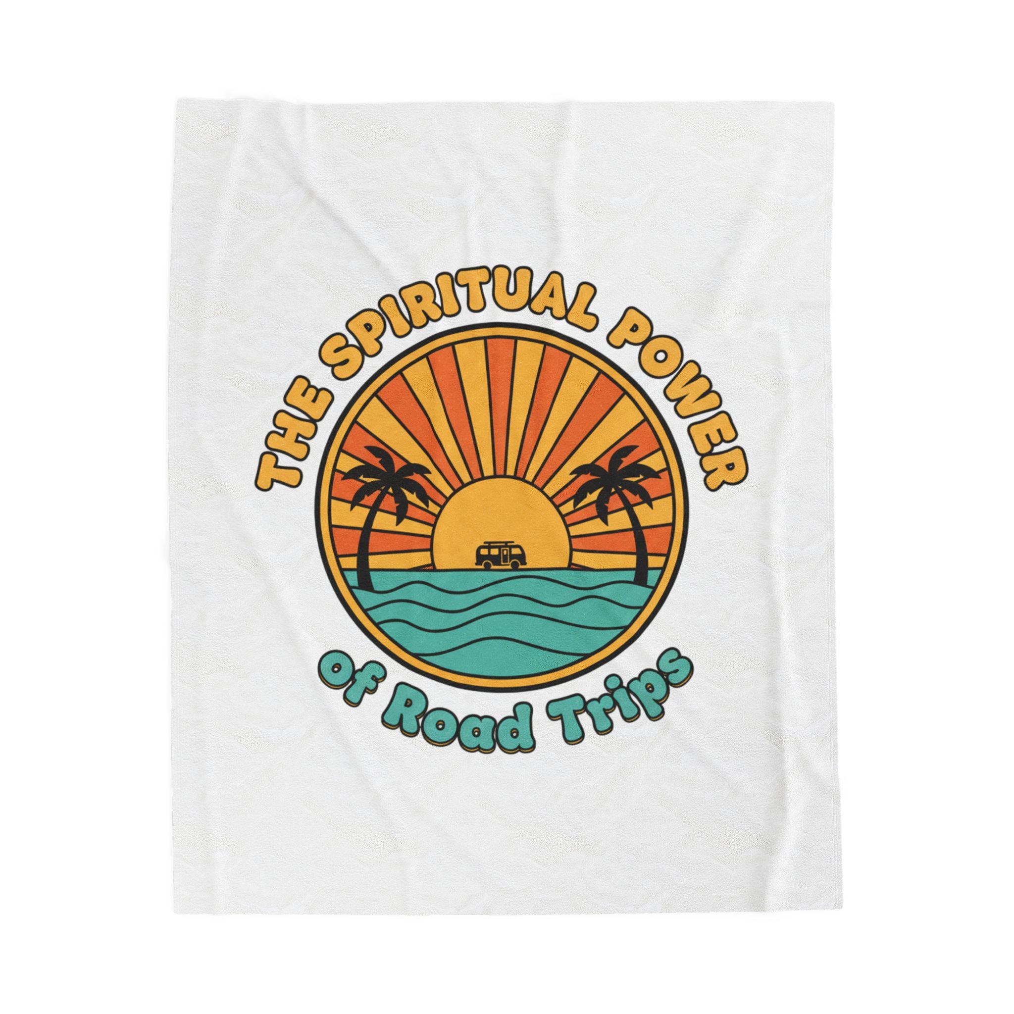 Spiritual Power of Road Trips Blanket | 1970s Sunset Retro Palm Throw