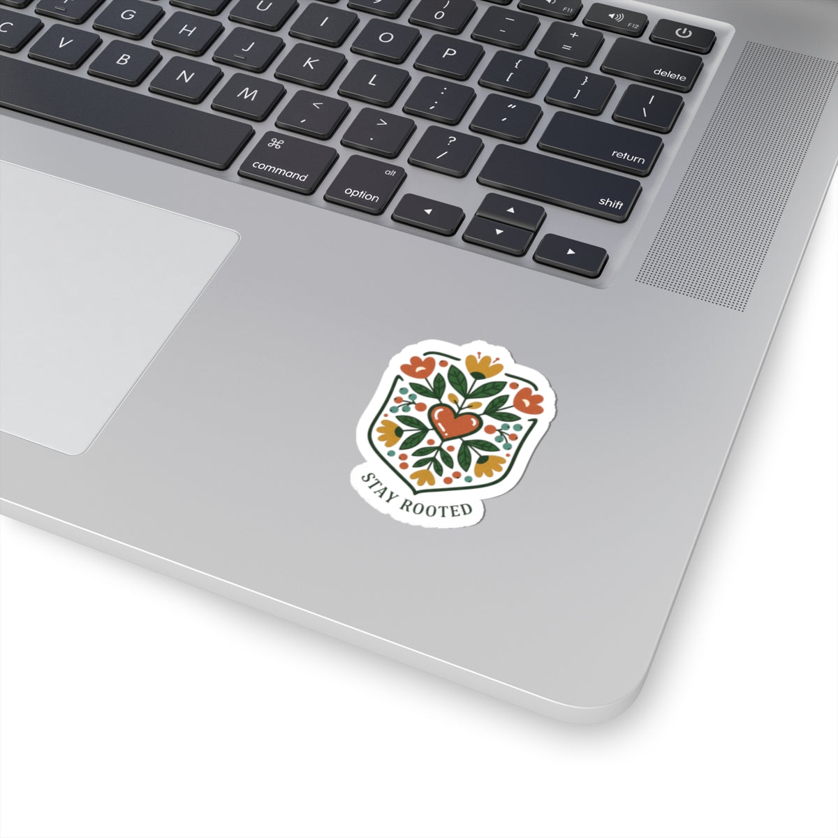 Stay Rooted Folk Botanical Sticker | hand drawn, embroidery style clover
