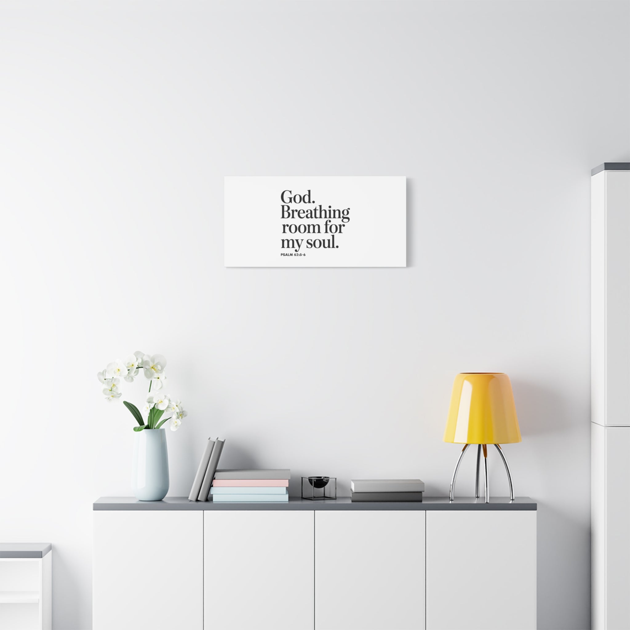 God breathing room for my soul Christian Canvas Wall Art — Minimal Heart Quote Stretched Matte Canvas