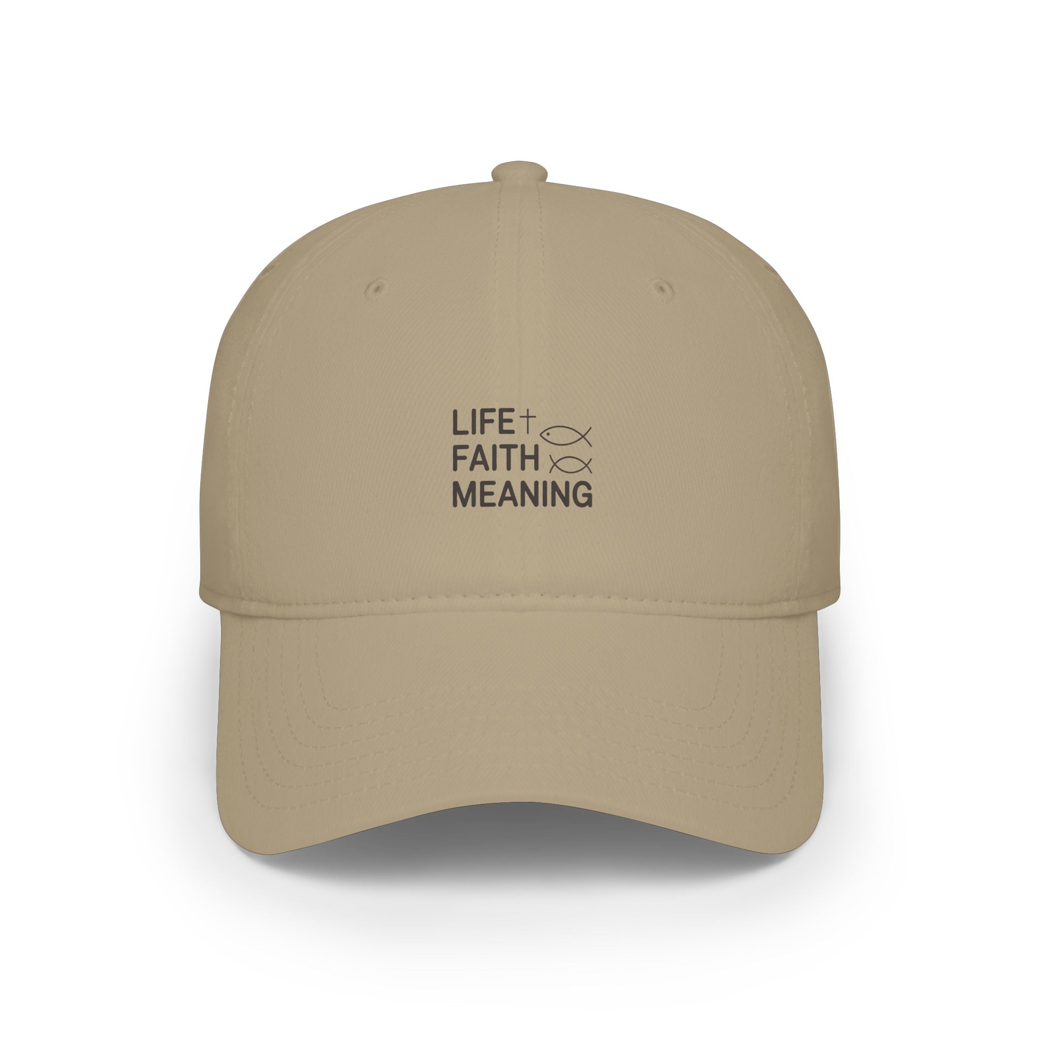 Low Profile Baseball Cap - Minimal 'Life Faith Meaning' Embroidered Hat