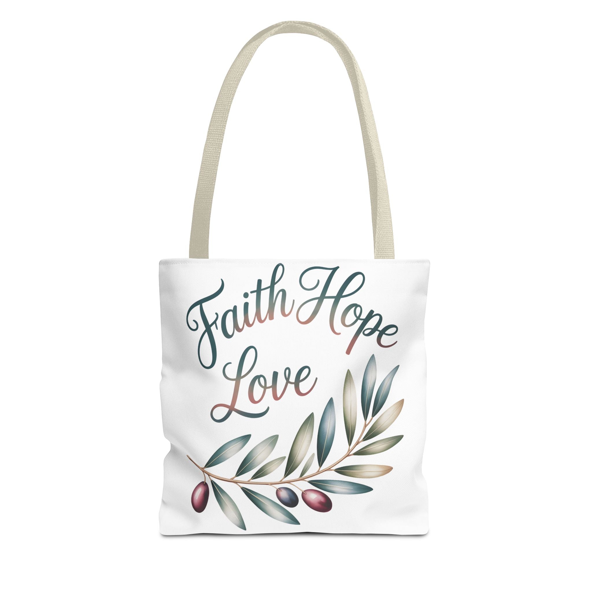 Faith Hope Love Floral Tote Bag — Inspirational Scripture Quote Canvas Carryall
