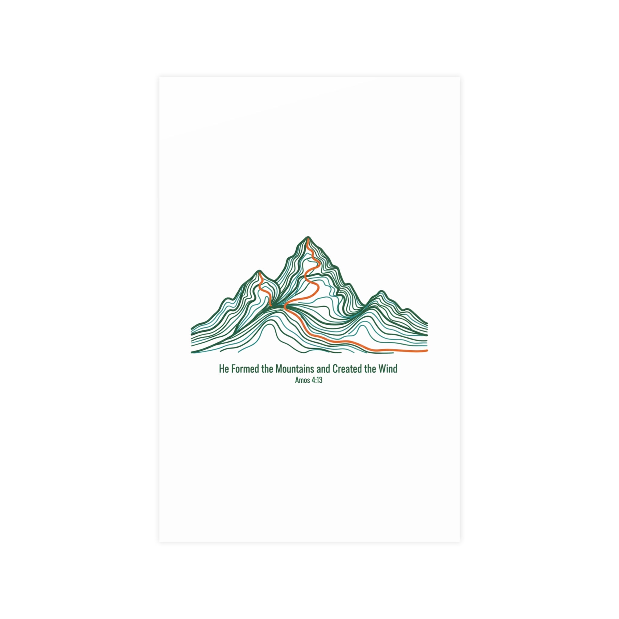 Topographic Mountain Poster— "He Formed the Mountains and Created the Wind" (Amos 4:13)