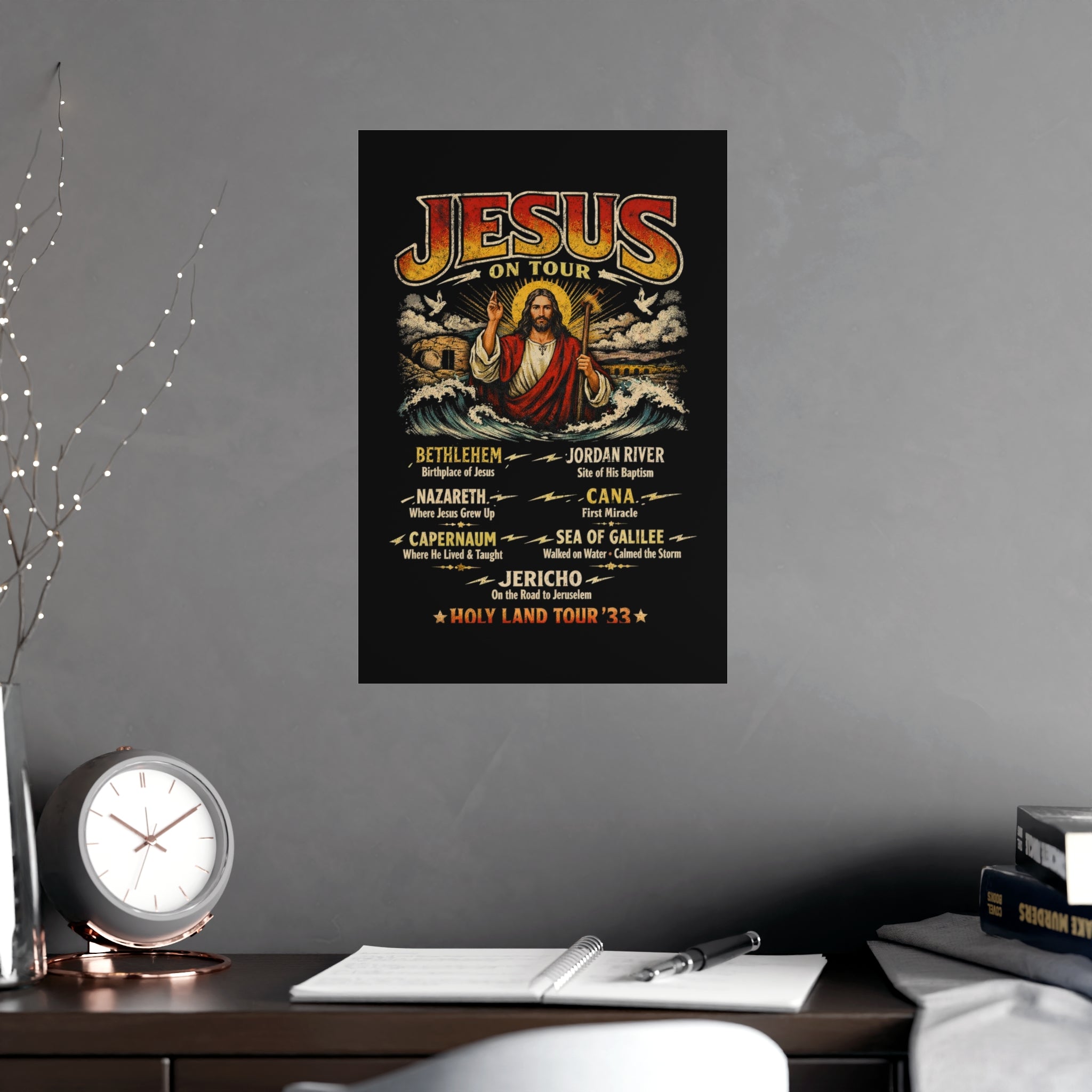 Jesus on Tour Matte Poster — Christian Map Tour Art (Places Jesus Visited)