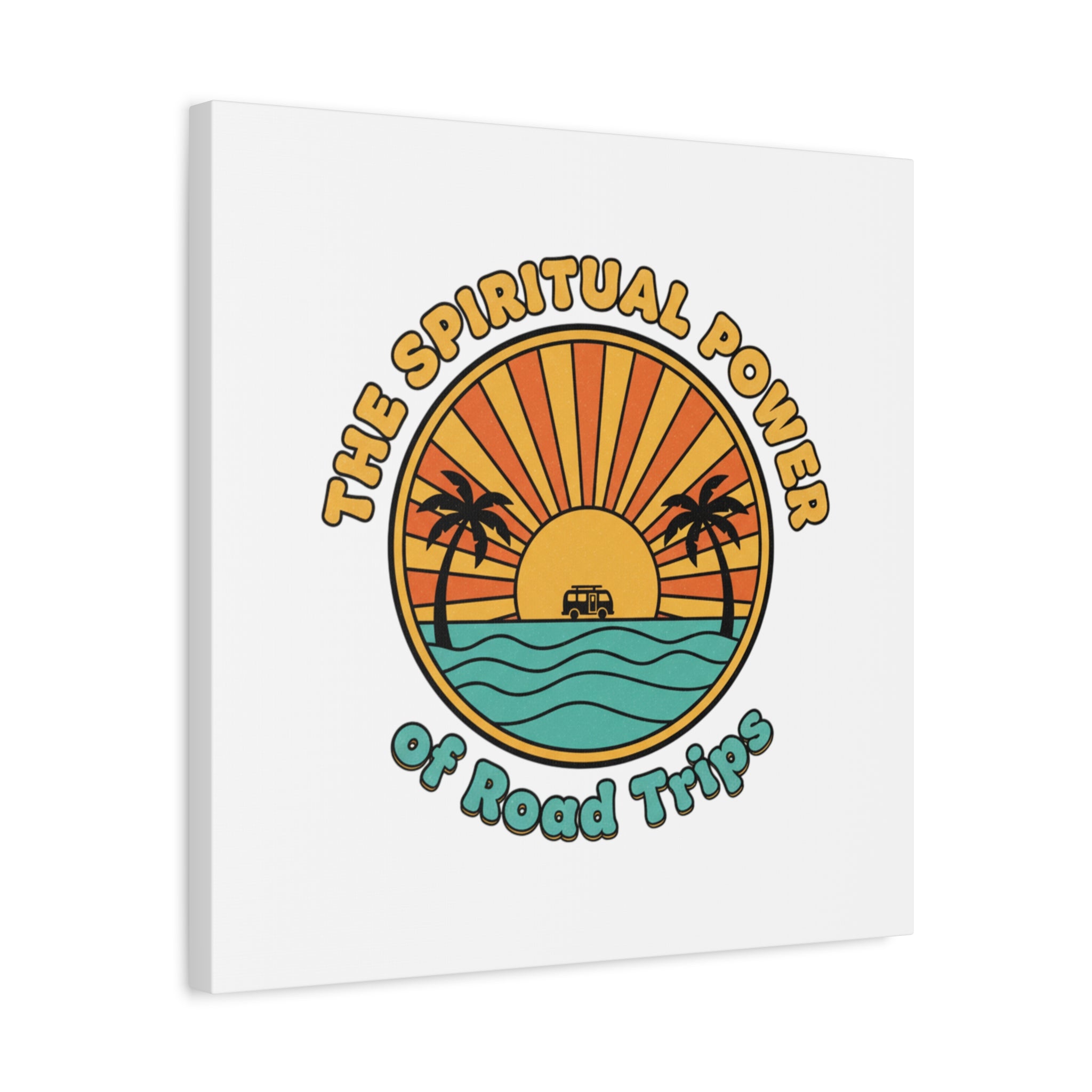 Spiritual Road Trips Canvas | 1970s Sunset Retro Palm Poster