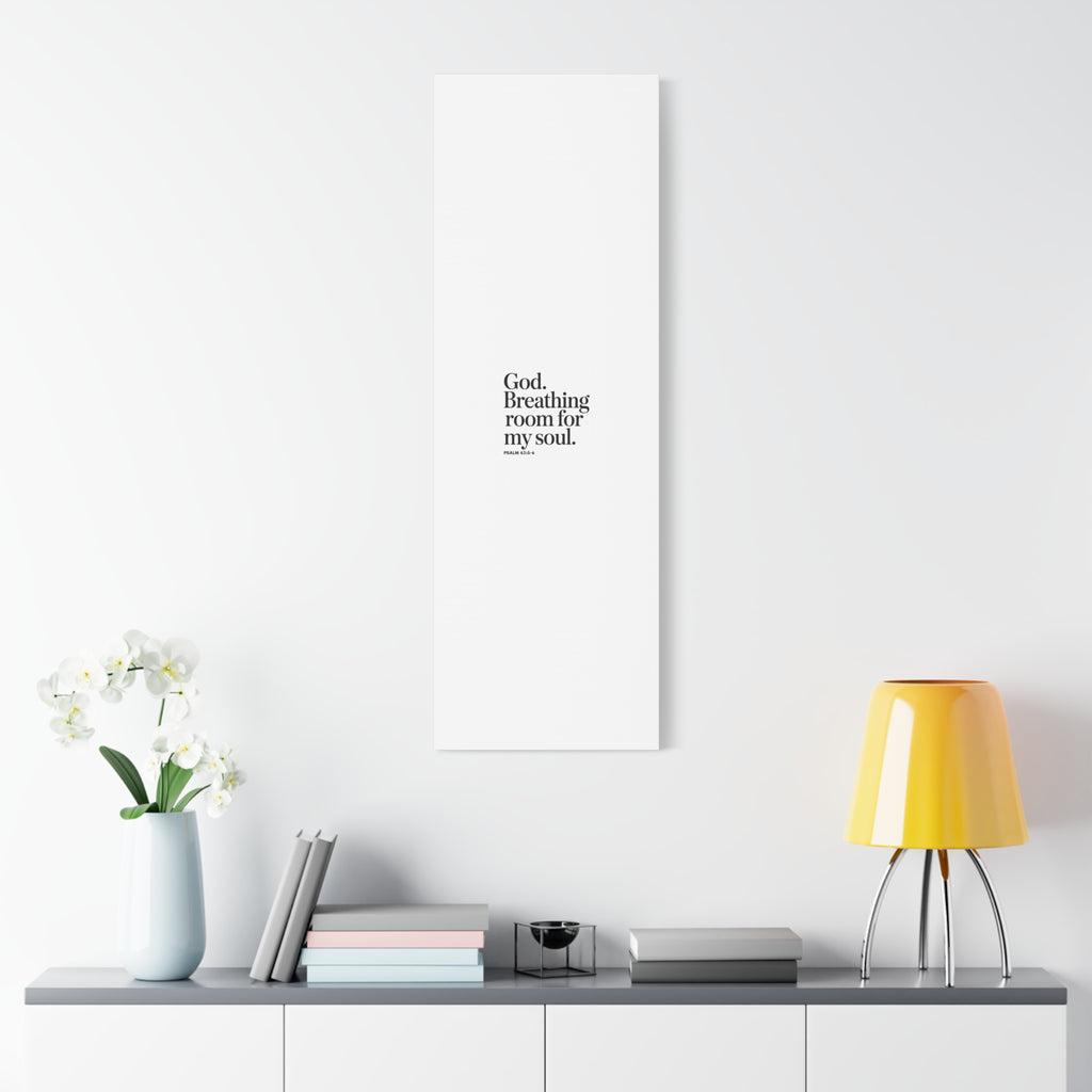 God breathing room for my soul Christian Canvas Wall Art — Minimal Heart Quote Stretched Matte Canvas