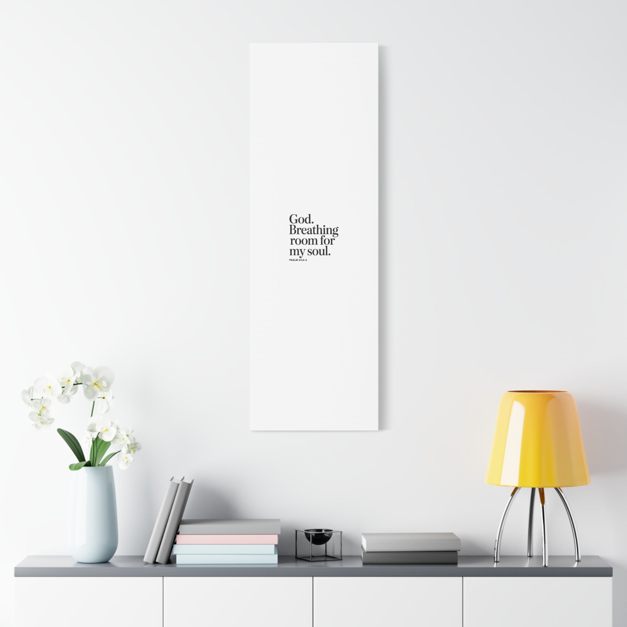 God breathing room for my soul Christian Canvas Wall Art — Minimal Heart Quote Stretched Matte Canvas