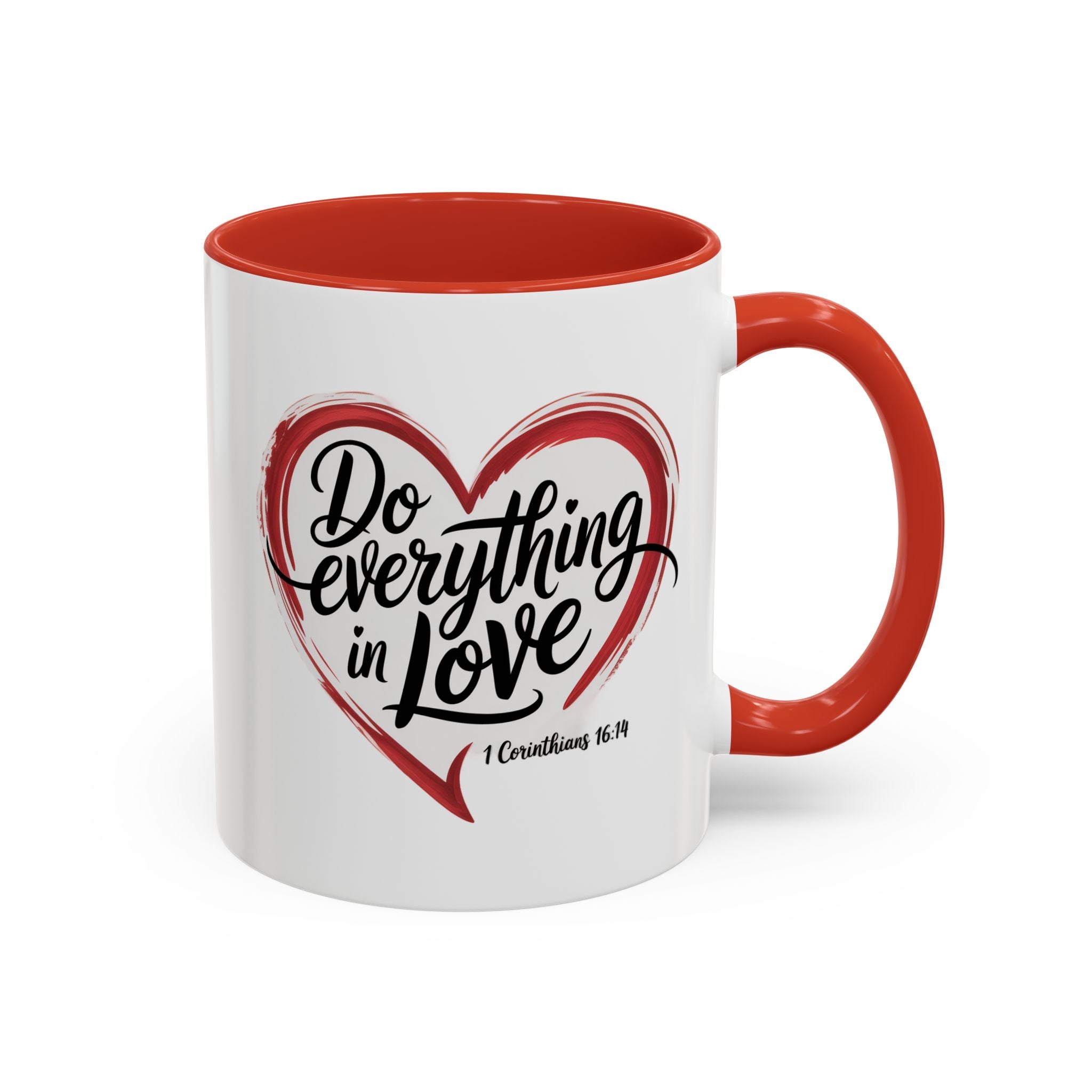 Do Everything in Love Heart Accent Coffee Mug — Inspirational Scripture Coffee Mug (11/15oz)