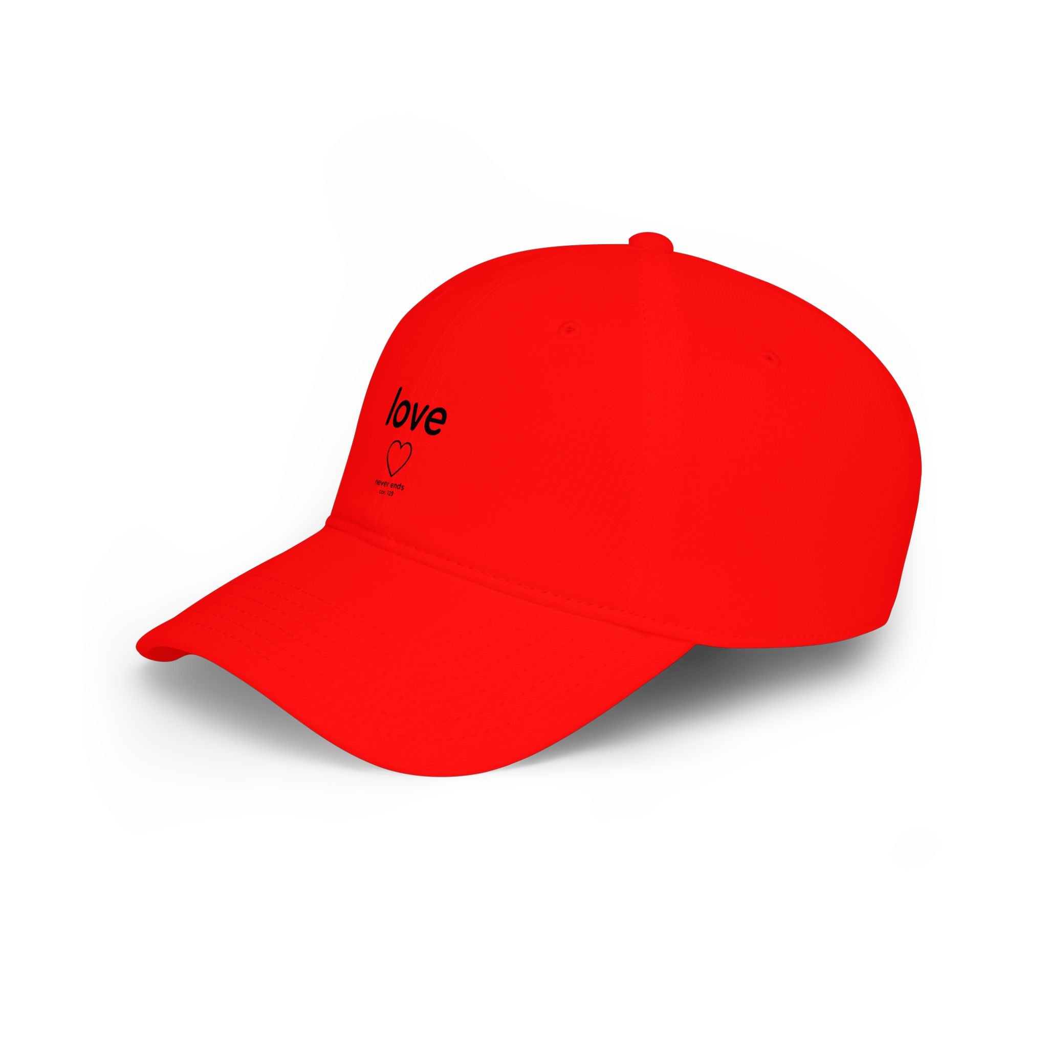Love Heart Embroidered Baseball Cap — Minimalist Red Low-Profile Hat
