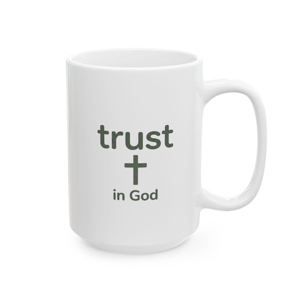 Trust in God Cross Mug — Minimalist Christian Coffee Cup