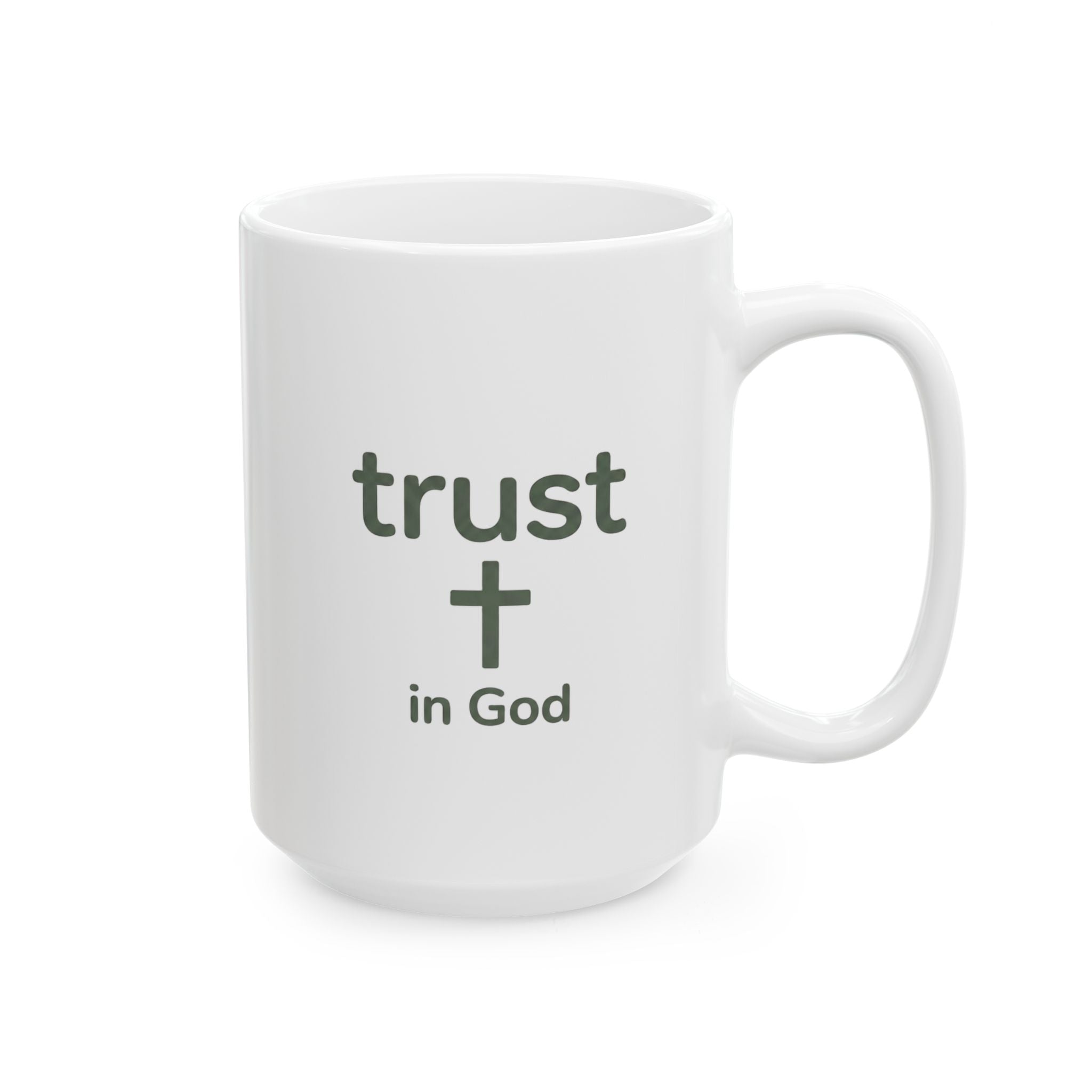 Trust in God Cross Mug — Minimalist Christian Coffee Cup