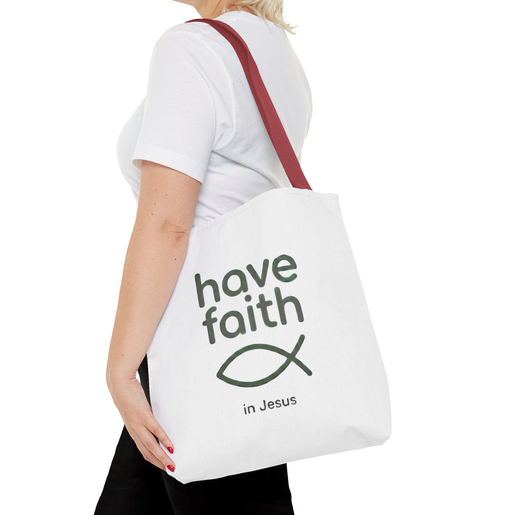 Have Faith in Jesus Tote Bag — Christian Fish Symbol Canvas Tote