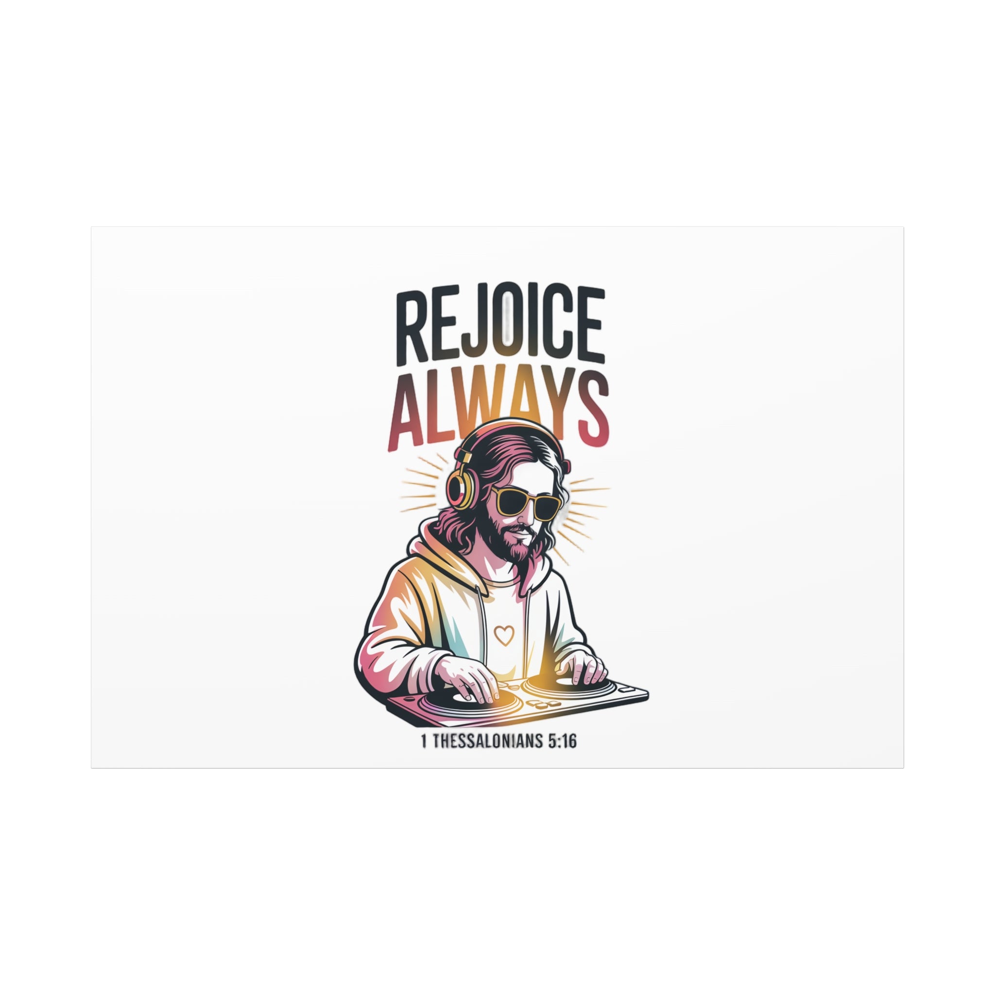 Rejoice Always Canvas Wall Art — Modern Jesus Illustration (1 Thessalonians 5:16)