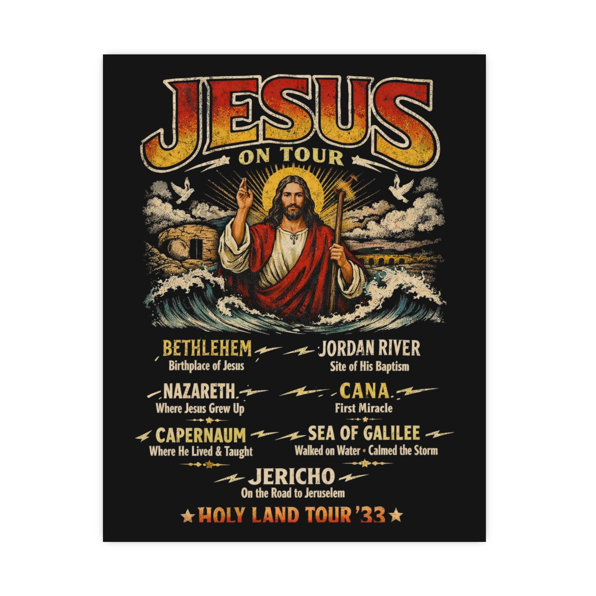 Jesus on Tour Matte Poster — Christian Map Tour Art (Places Jesus Visited)