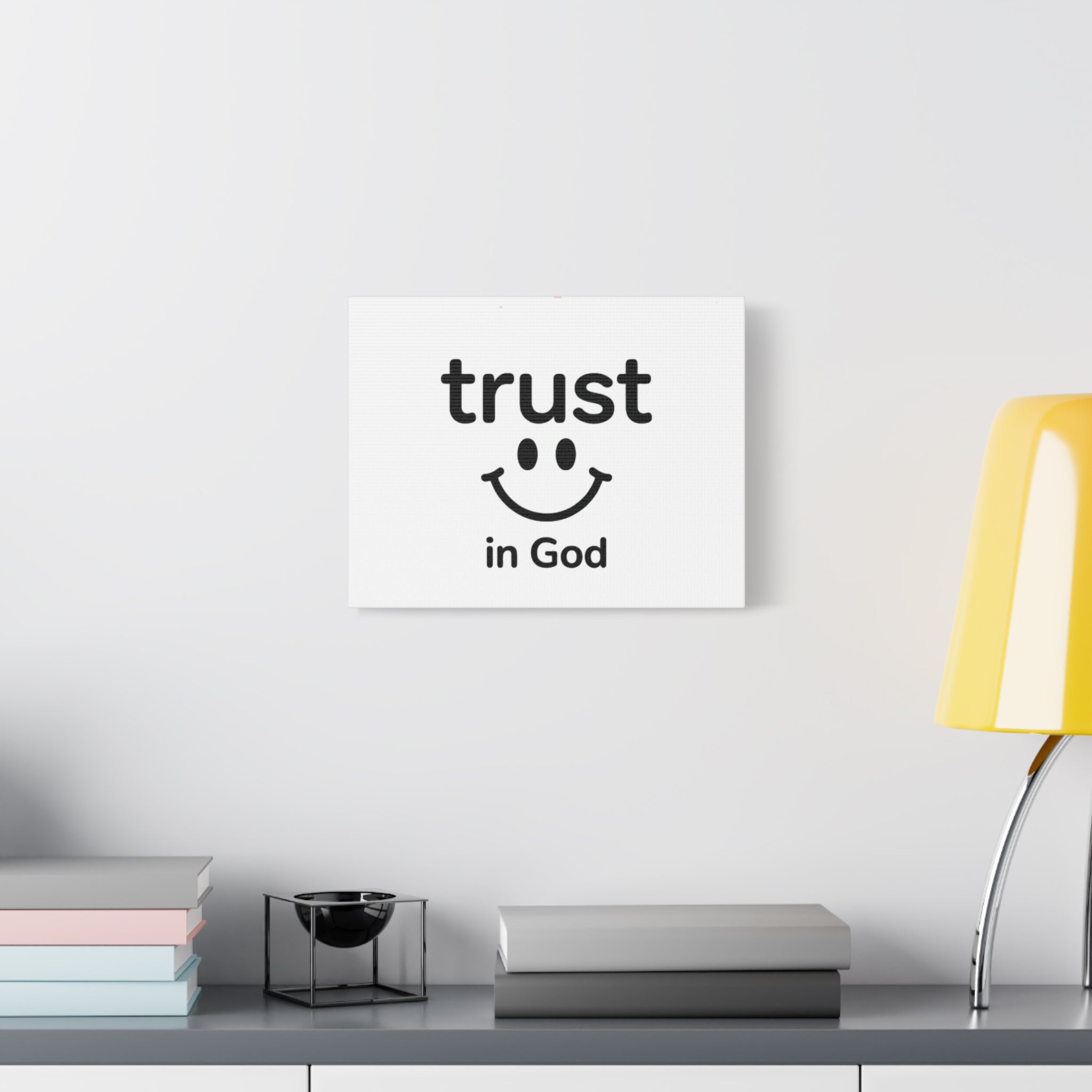 Trust in God Canvas Wall Art — Minimal Heart Quote Stretched Matte Canvas
