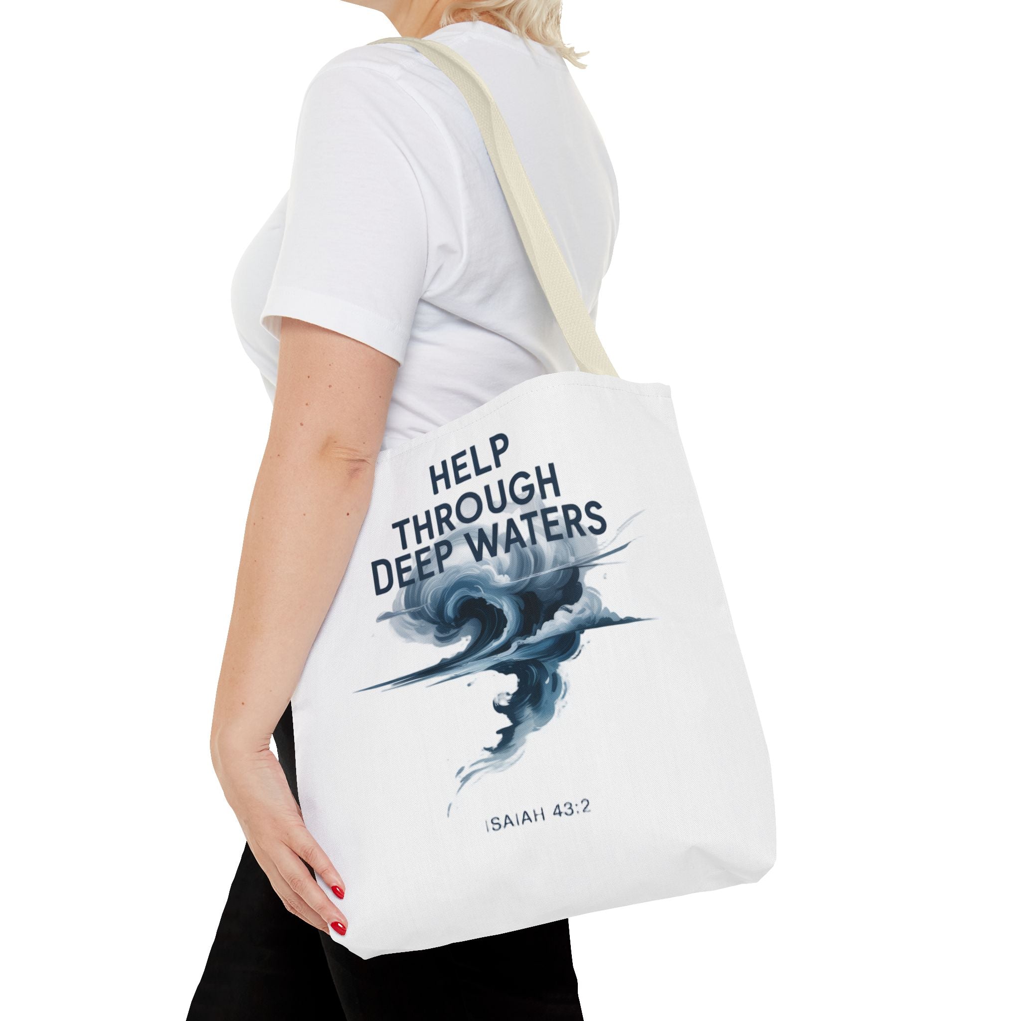 Tote — "Help Through Deep Waters" Inspirational Scripture Tote Bag (Isaiah 43:2)
