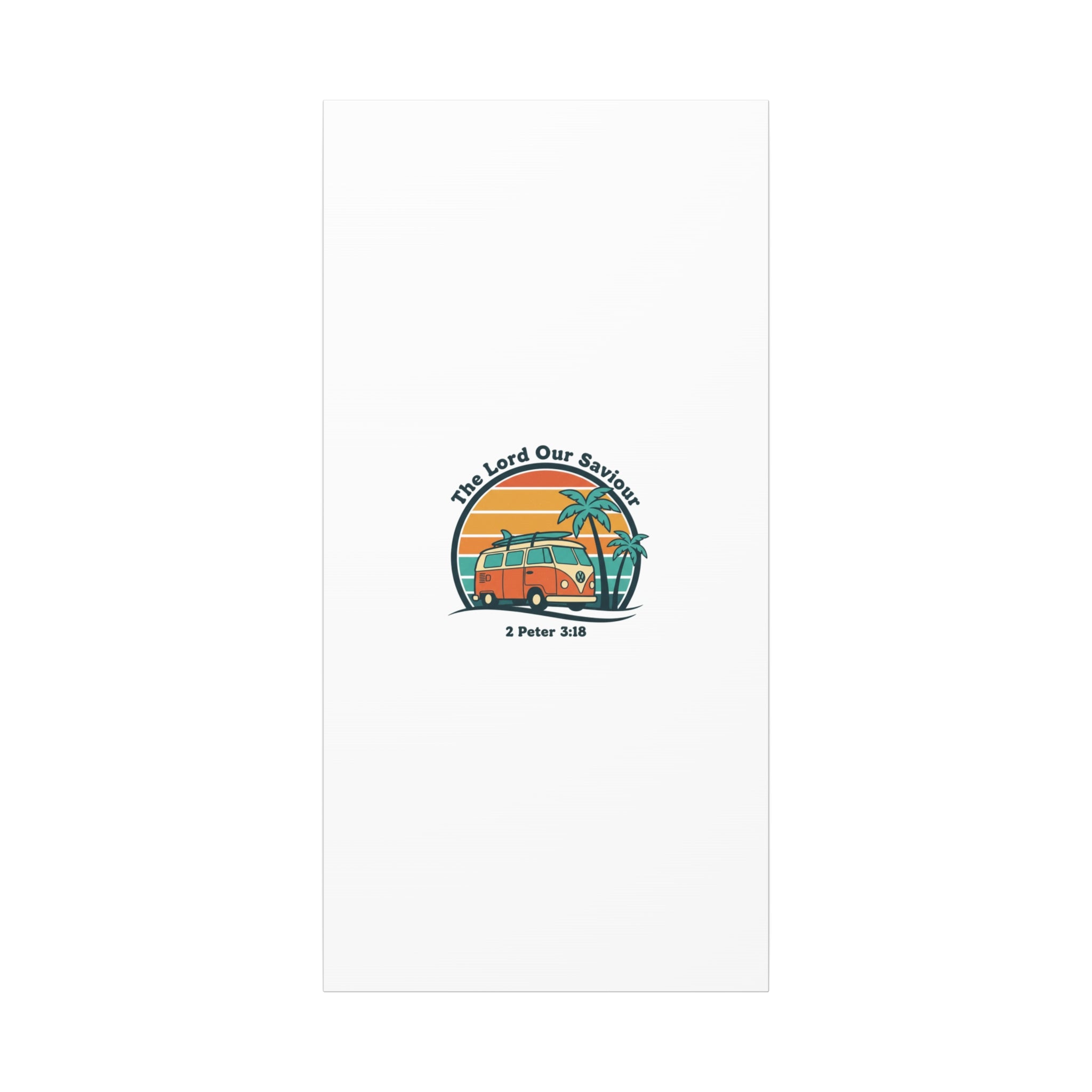 The Lord our Saviour, Retro Surf Sunset Canvas | 70s Van Palm Postcard, Analog Sunshine Aesthetic