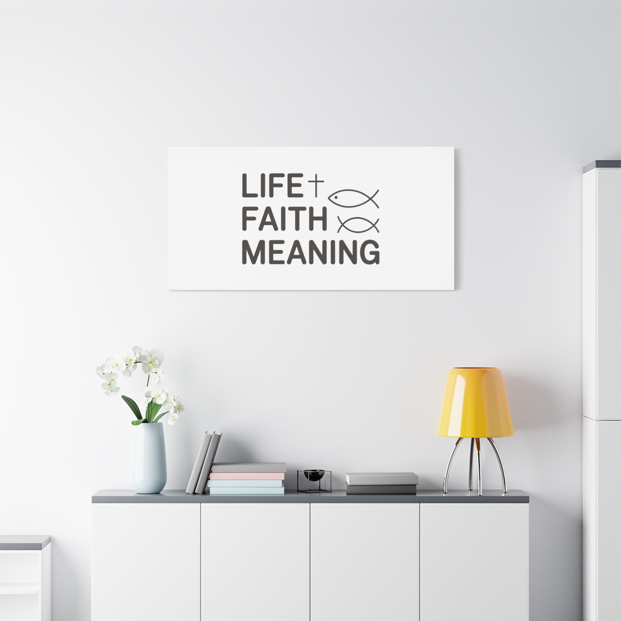 Faith Wall Canvas - "Life + Faith = Meaning" Minimal Christian Art