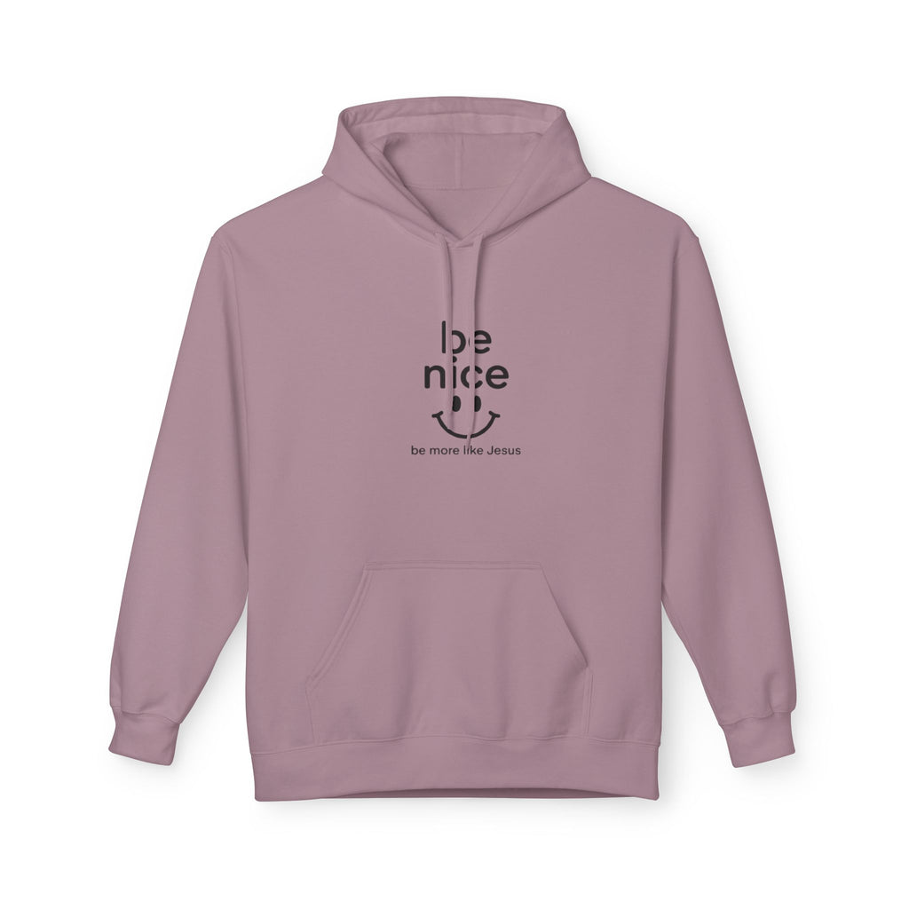 Be Nice' Minimal Smiley Hoodie — Casual Positive Message Pullover