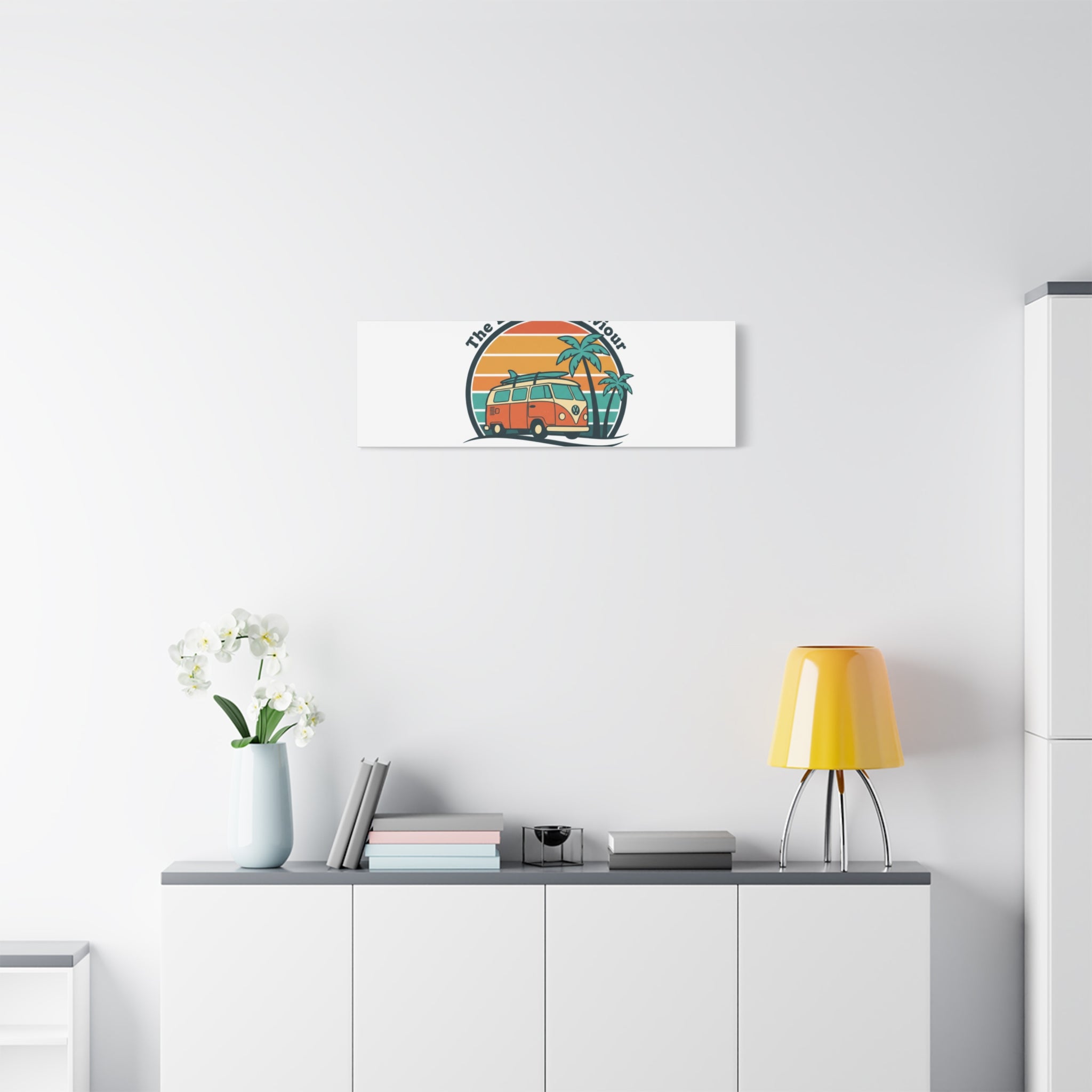 The Lord our Saviour, Retro Surf Sunset Canvas | 70s Van Palm Postcard, Analog Sunshine Aesthetic