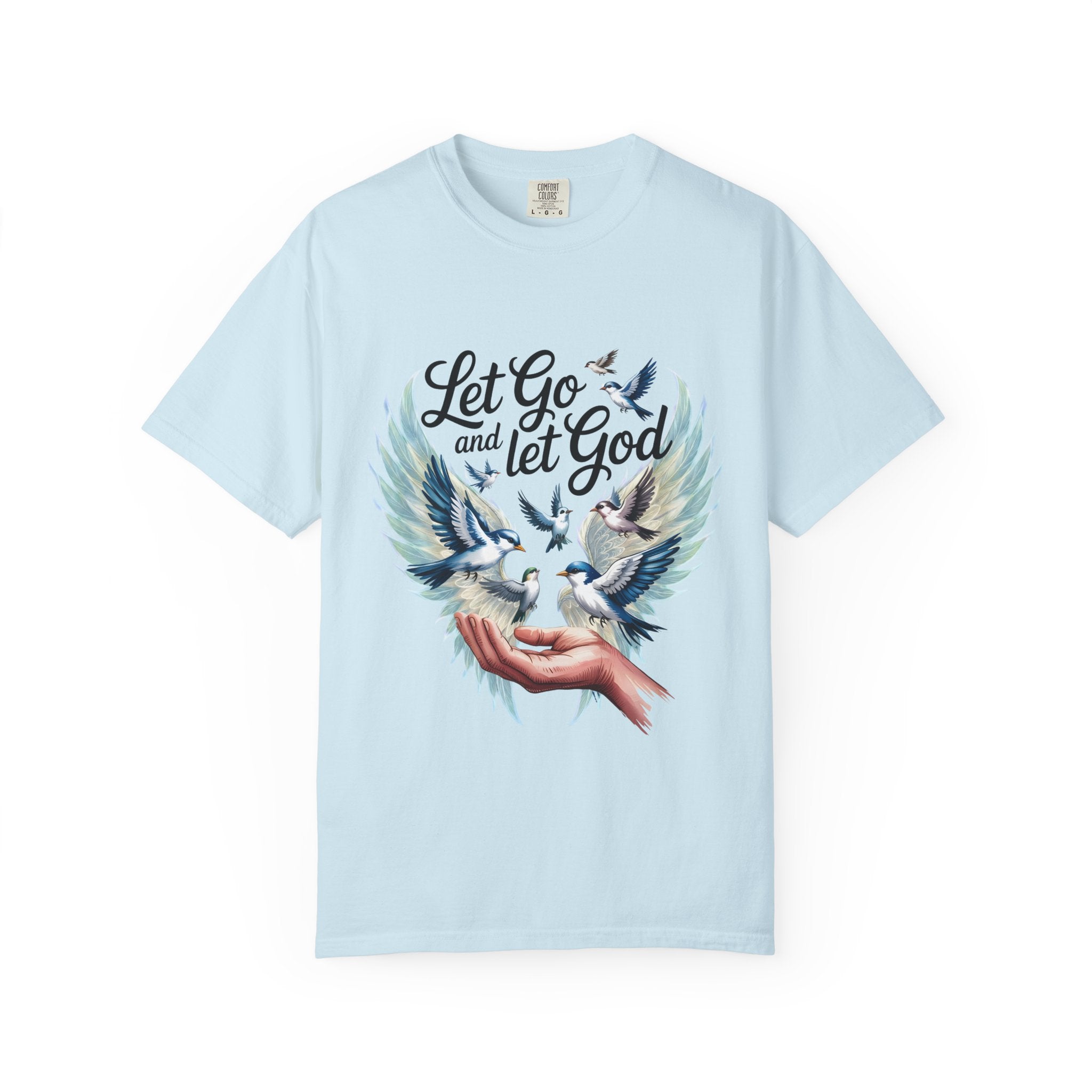 Angel Wings Graphic T-Shirt — Pastel Blue Feather Back Print