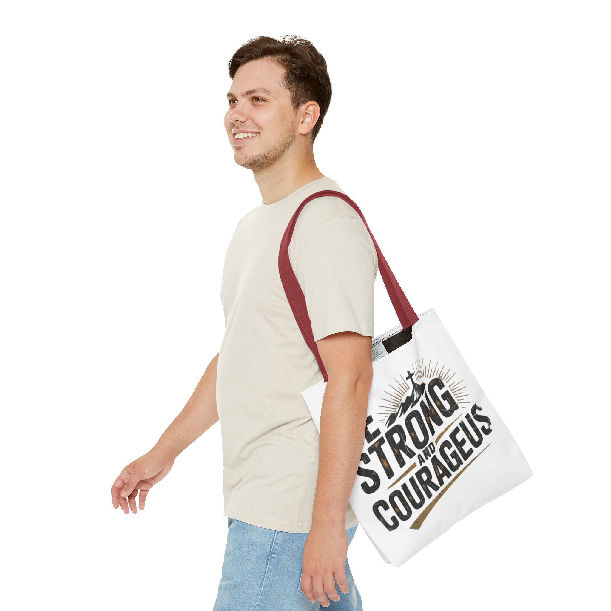 Tote — "Be Strong and Courageous" Inspirational Scripture Tote Bag