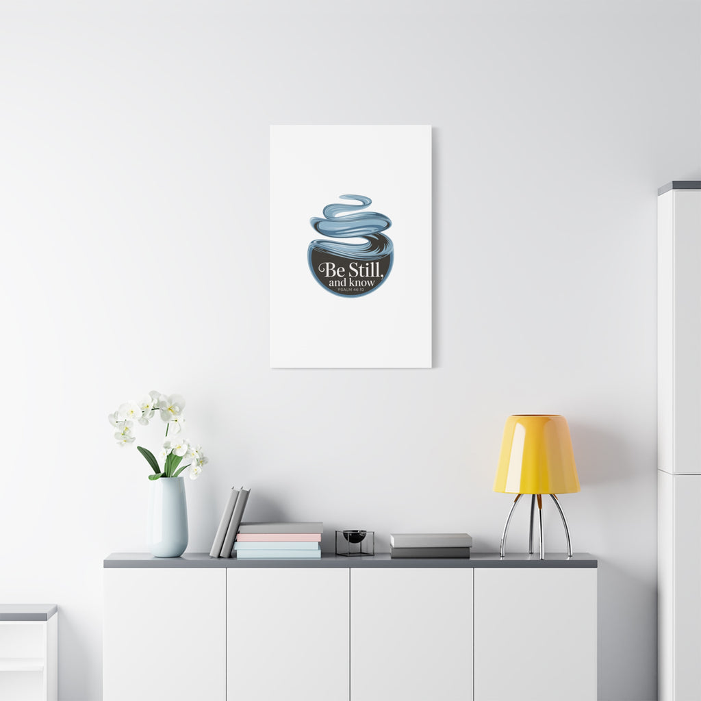 Be Still & Know Canvas Wall Art — Minimal Heart Quote Stretched Matte Canvas