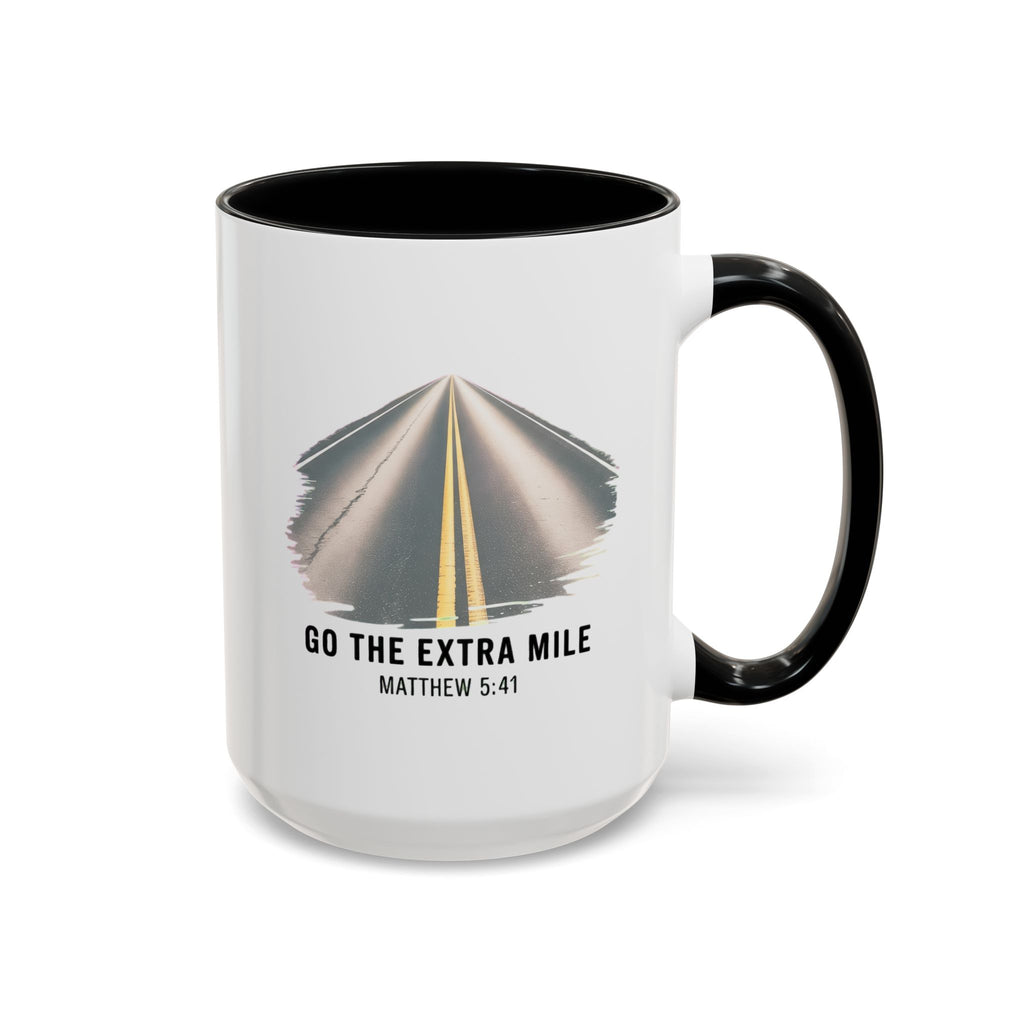 Go the Extra Mile Accent Coffee Mug — Matthew Bible Verse Road Design (11/15oz)